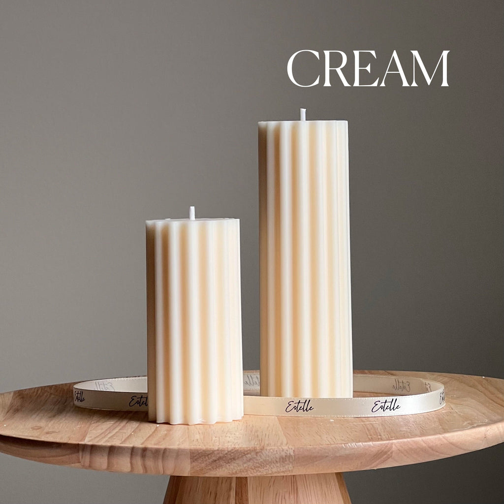 Ribbed Soy Wax Pillar Candle | Handmade Decorative Candle