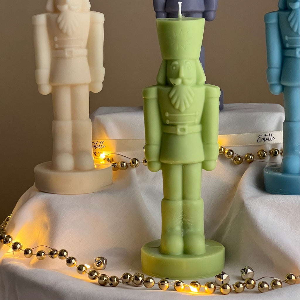 Handmade Nutcracker Candle: Sculptural Christmas Decor Gift