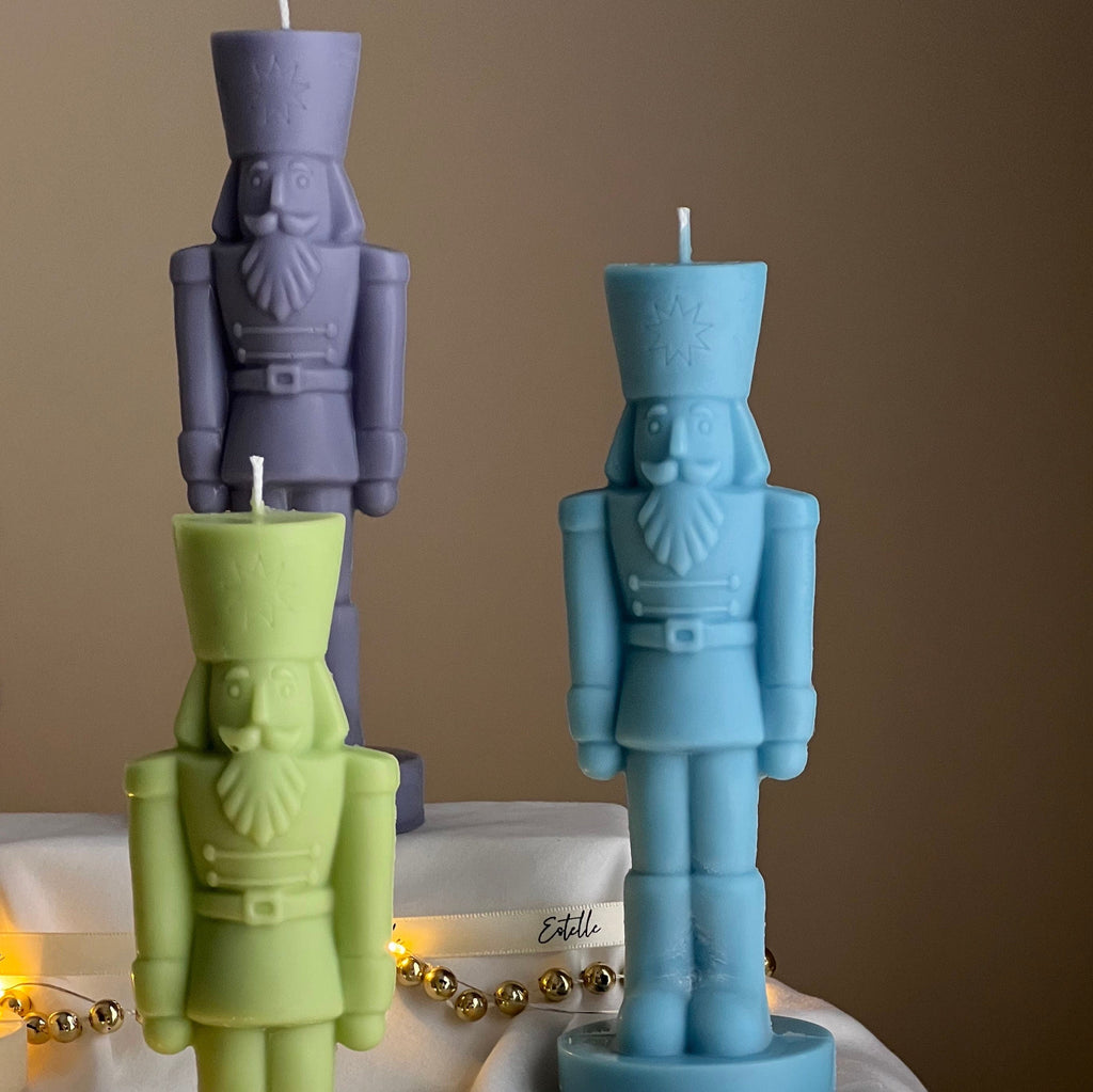 Handmade Nutcracker Candle: Sculptural Christmas Decor Gift