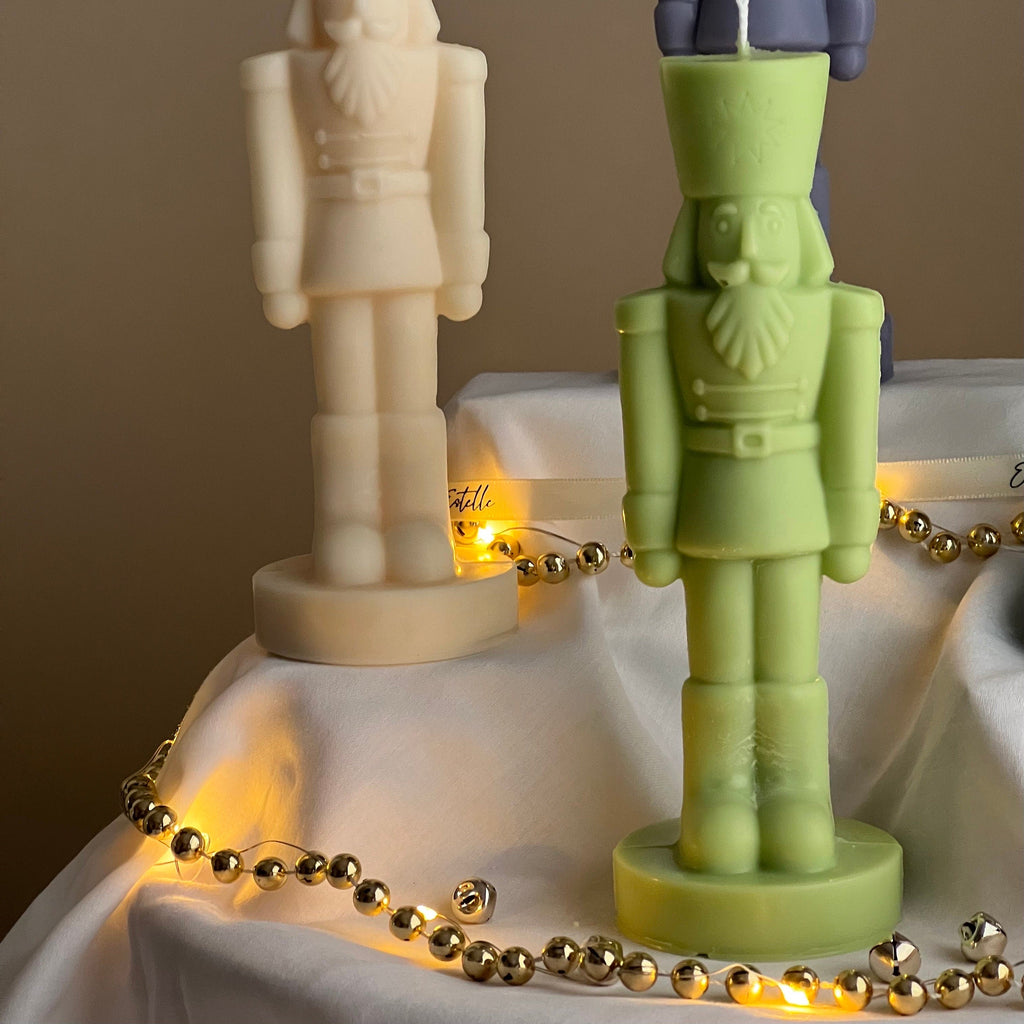 Handmade Nutcracker Candle: Sculptural Christmas Decor Gift