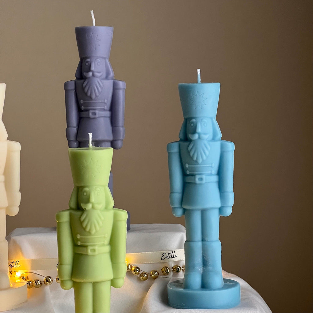 Handmade Nutcracker Candle: Sculptural Christmas Decor Gift