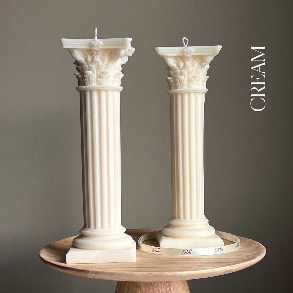 Large Greek Column Candle: Handmade Soy Wax Pillar, Home Decor Gift