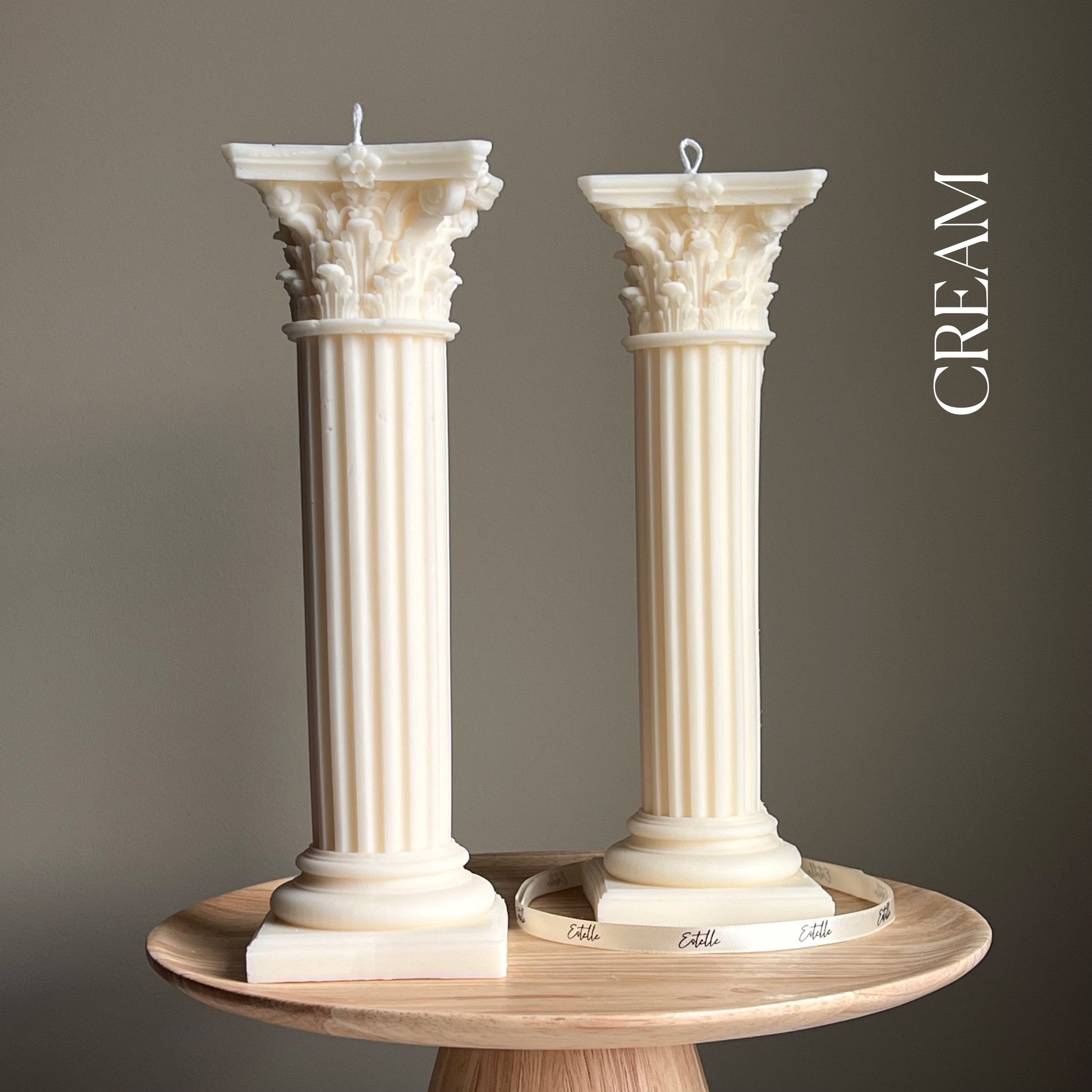 Large Greek Column Candle: Handmade Soy Wax Pillar, Home Decor Gift