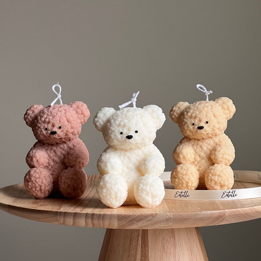 Fluffy Bear Soy Wax Candle | Handmade Home Decor