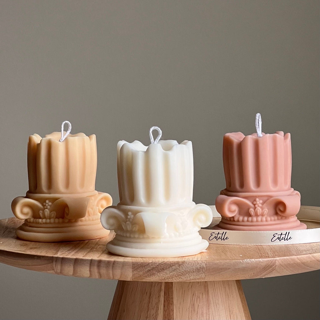 Soy Wax Roman Column Candle: Handmade Home Decor