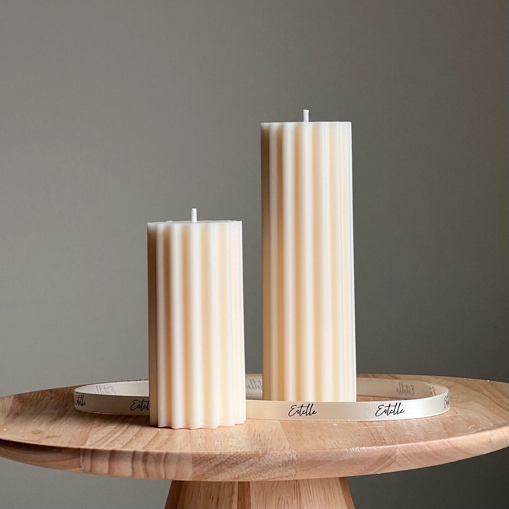 Ribbed Soy Wax Pillar Candle | Handmade Decorative Candle