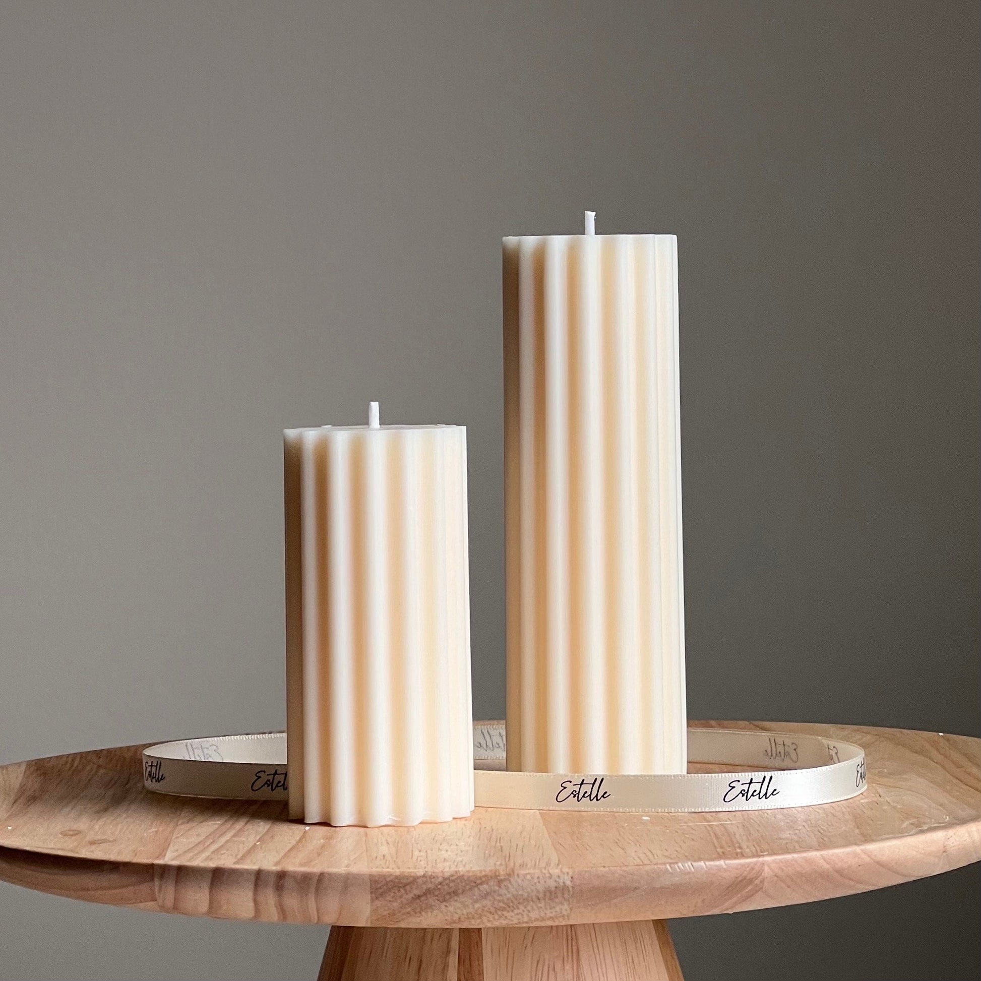 Ribbed Soy Wax Pillar Candle | Handmade Decorative Candle