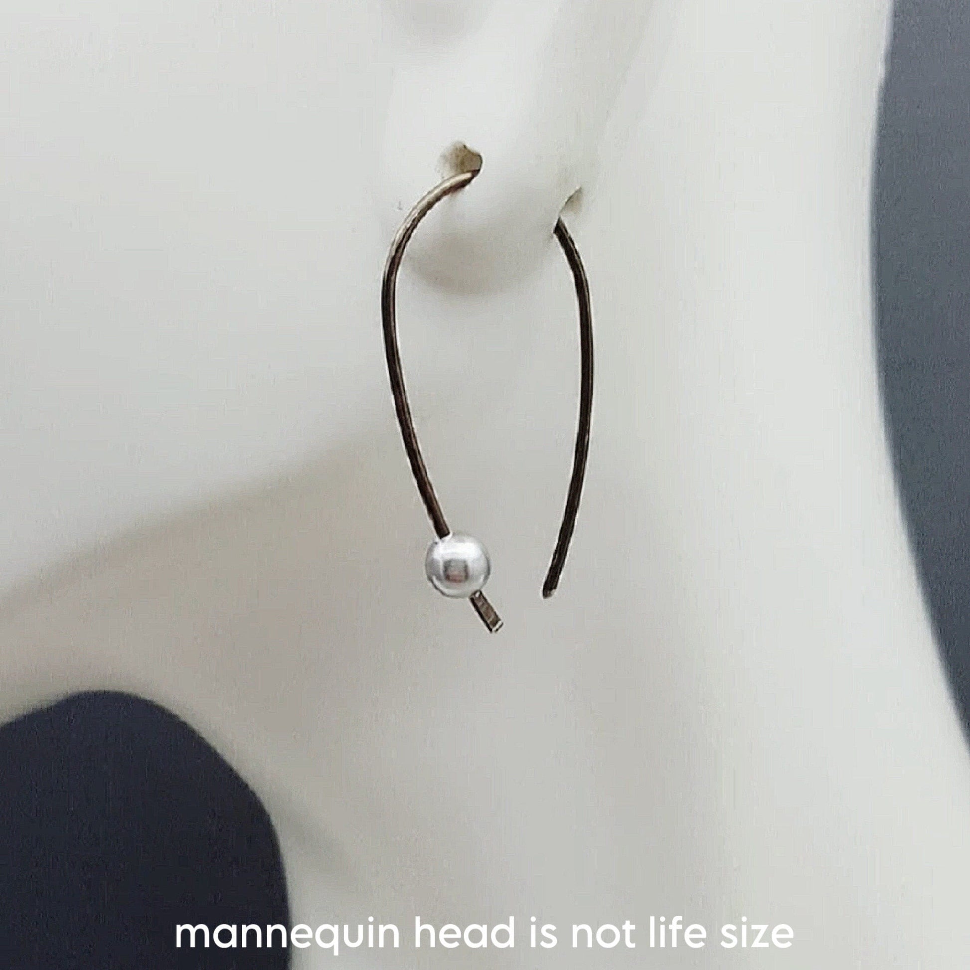Niobium Hoop Earrings: Minimalist Wire Design with Swarovski Pearls
