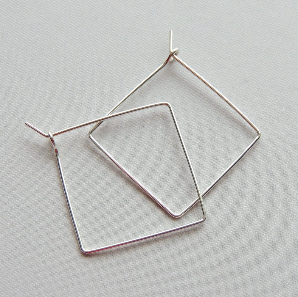 Square Hoops Sterling Silver Square One Inch Hoop Earrings Simple Minimalist Earrings