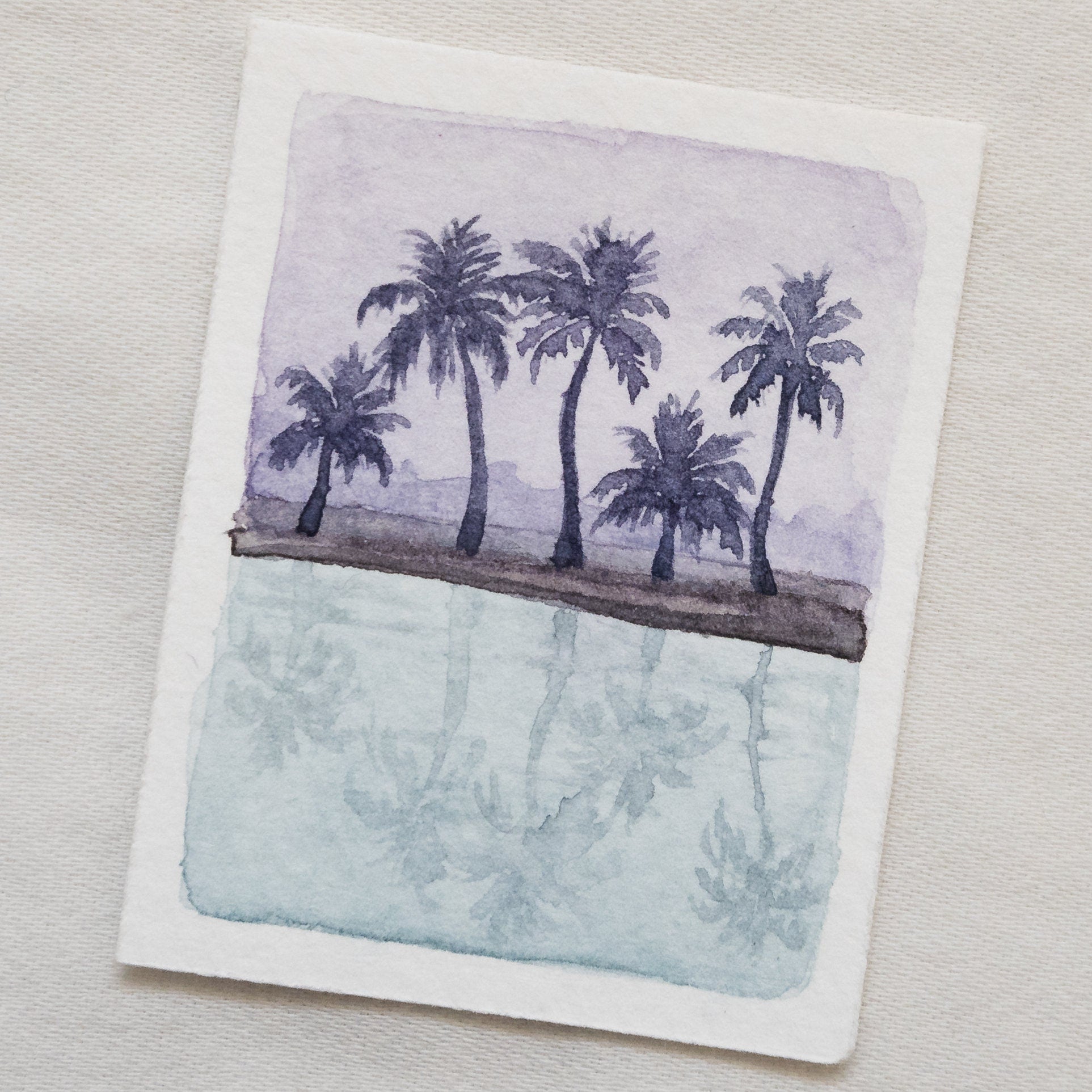 Mini-peinture tropicale | Palmier | Aquarelle originale | Pièce unique