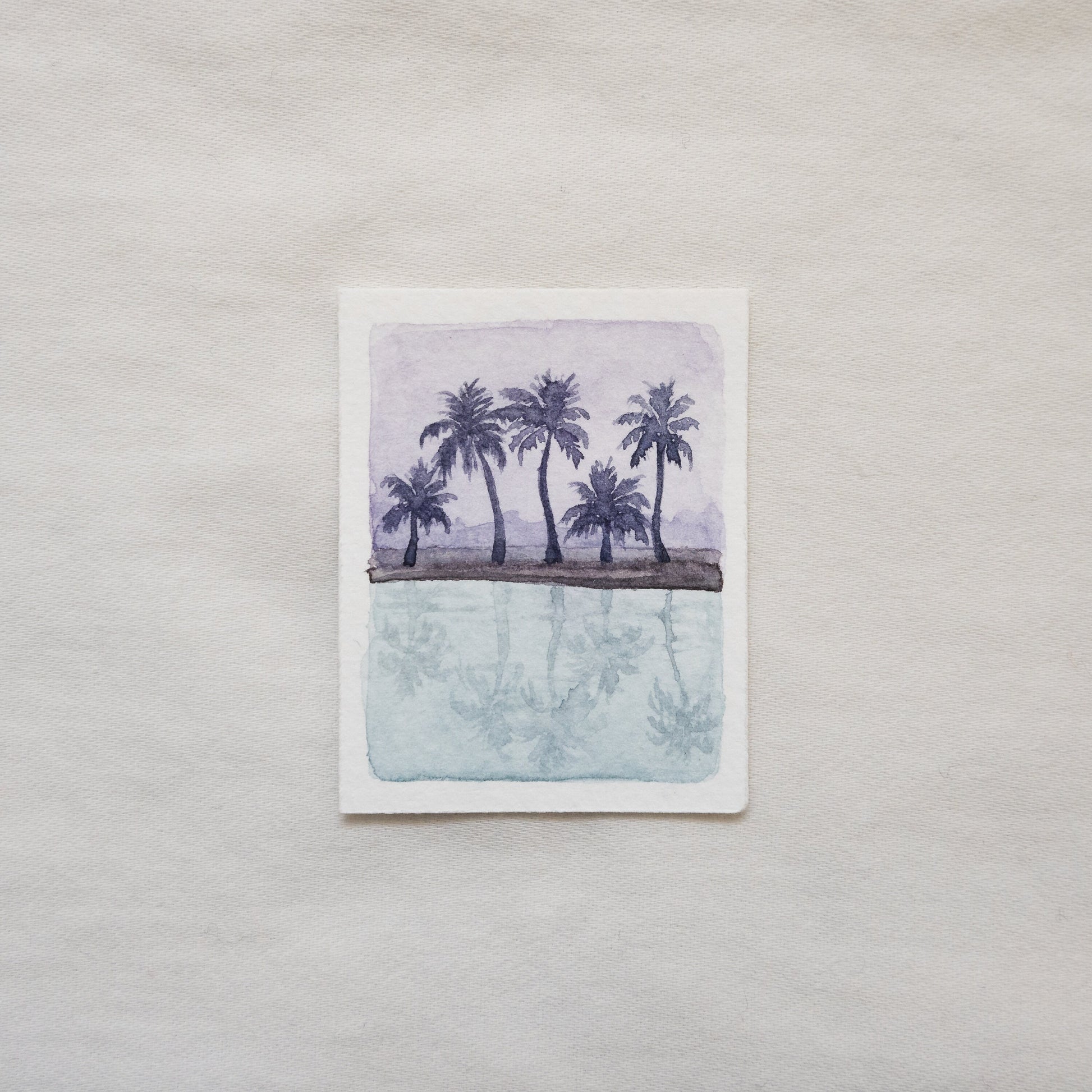 Mini-peinture tropicale | Palmier | Aquarelle originale | Pièce unique