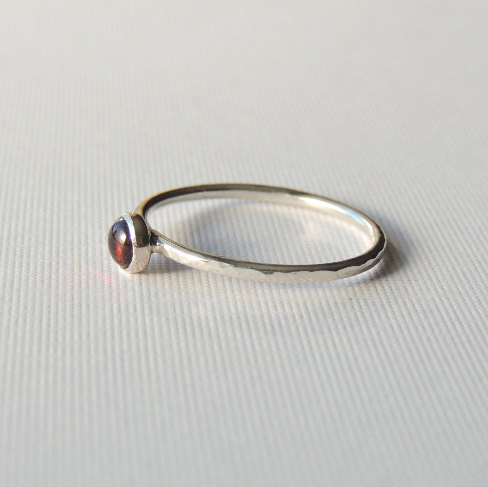 Garnet Ring Sterling Silver Stacking Ring Red Stone Ring Almadine Garnet