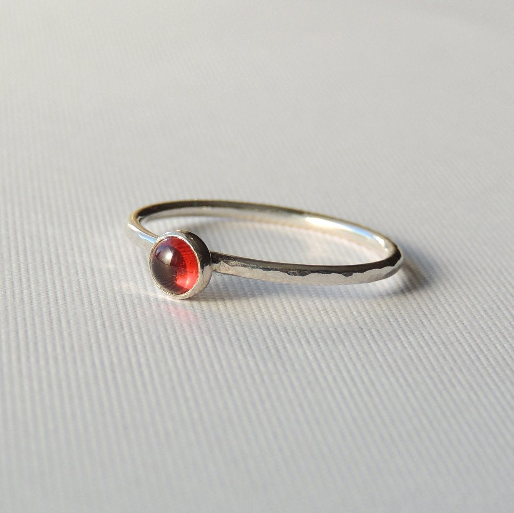 Garnet Ring Sterling Silver Stacking Ring Red Stone Ring Almadine Garnet