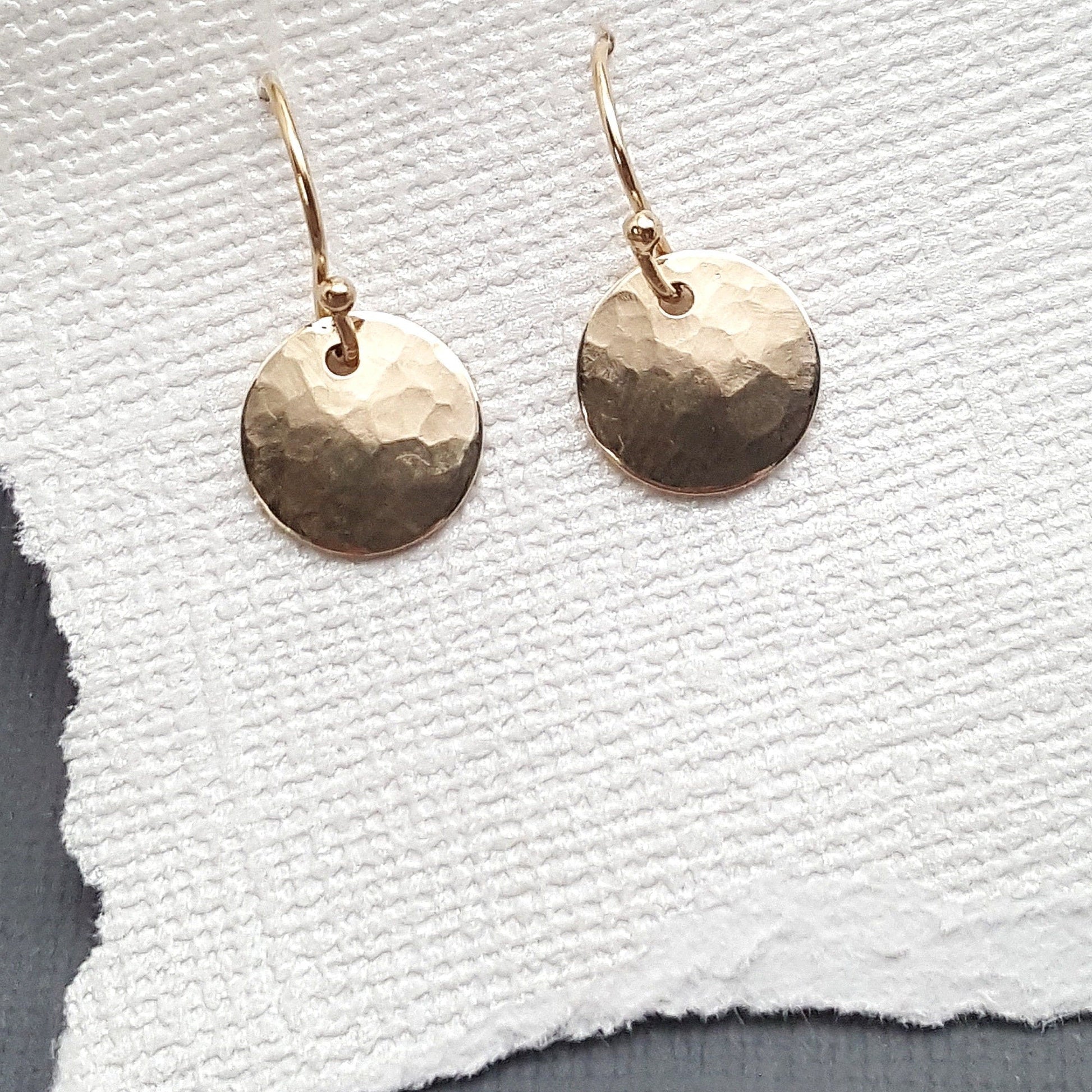 Hammered Goldfilled Disc Earrings: Minimalist Lever-back Dangles