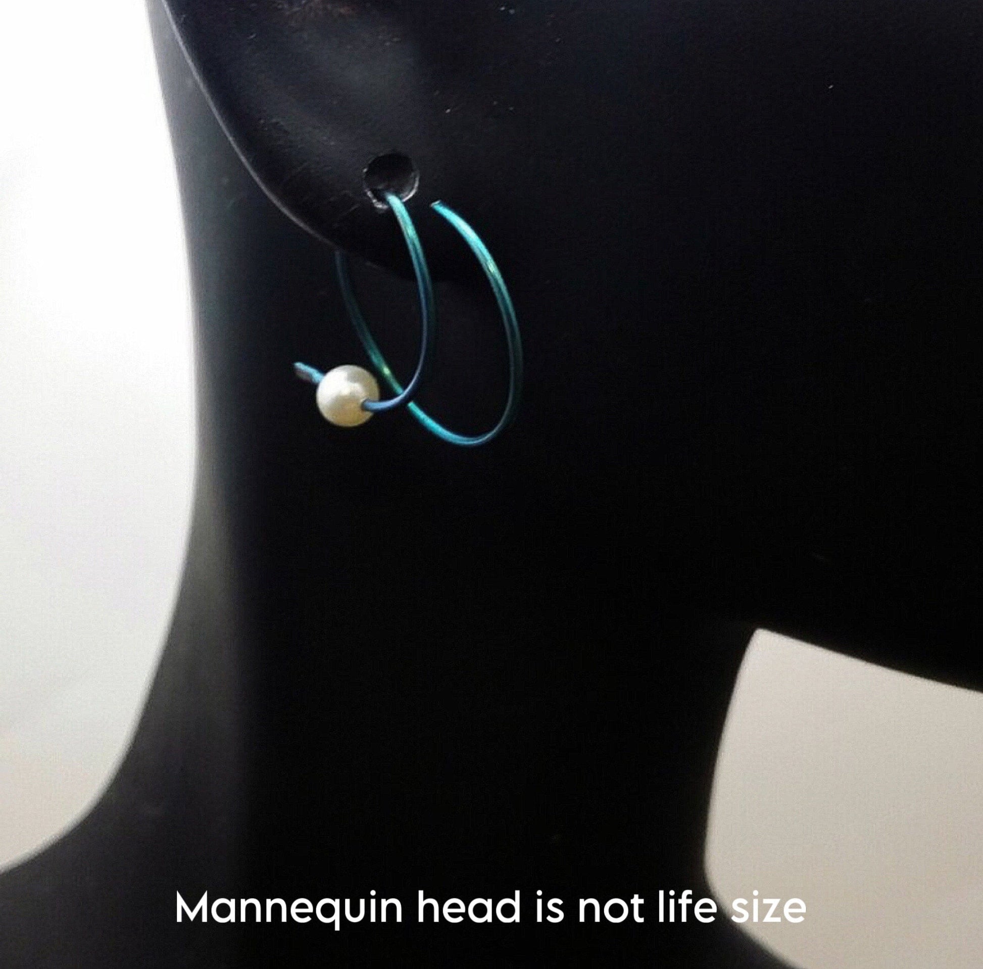 Niobium Hoop Earrings: Geometric Swarovski Pearl Hoops