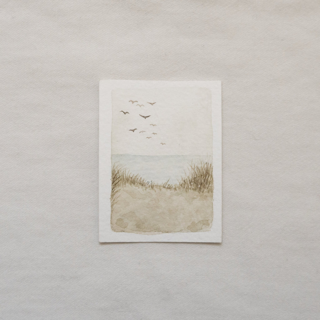 Mini aquarelle de plage | Décoration murale côtière | Peinture originale | Pièce unique