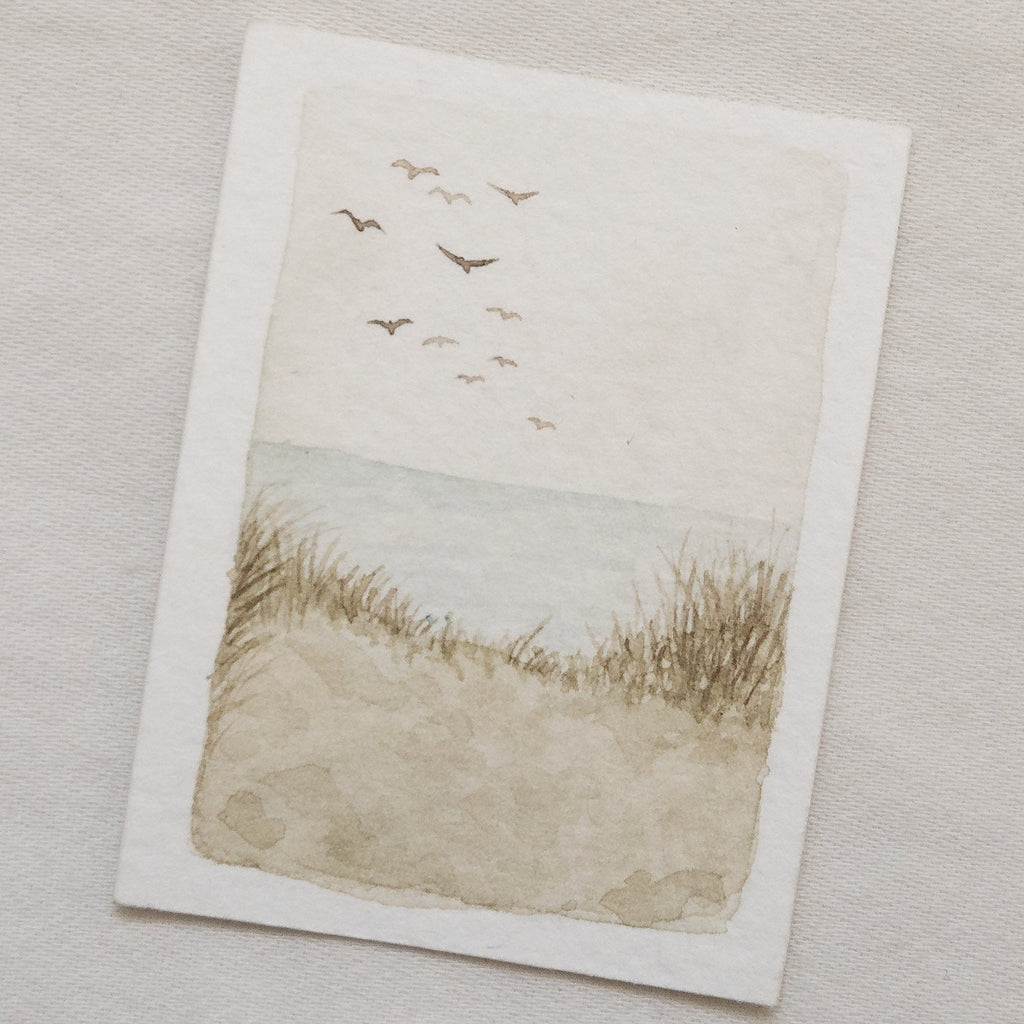 Mini aquarelle de plage | Décoration murale côtière | Peinture originale | Pièce unique