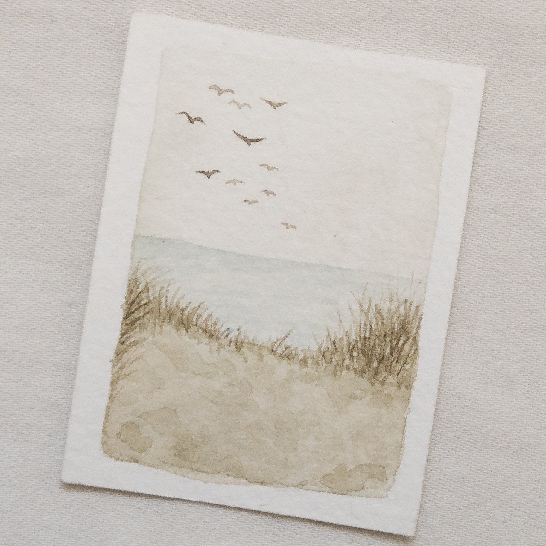 Mini aquarelle de plage | Décoration murale côtière | Peinture originale | Pièce unique