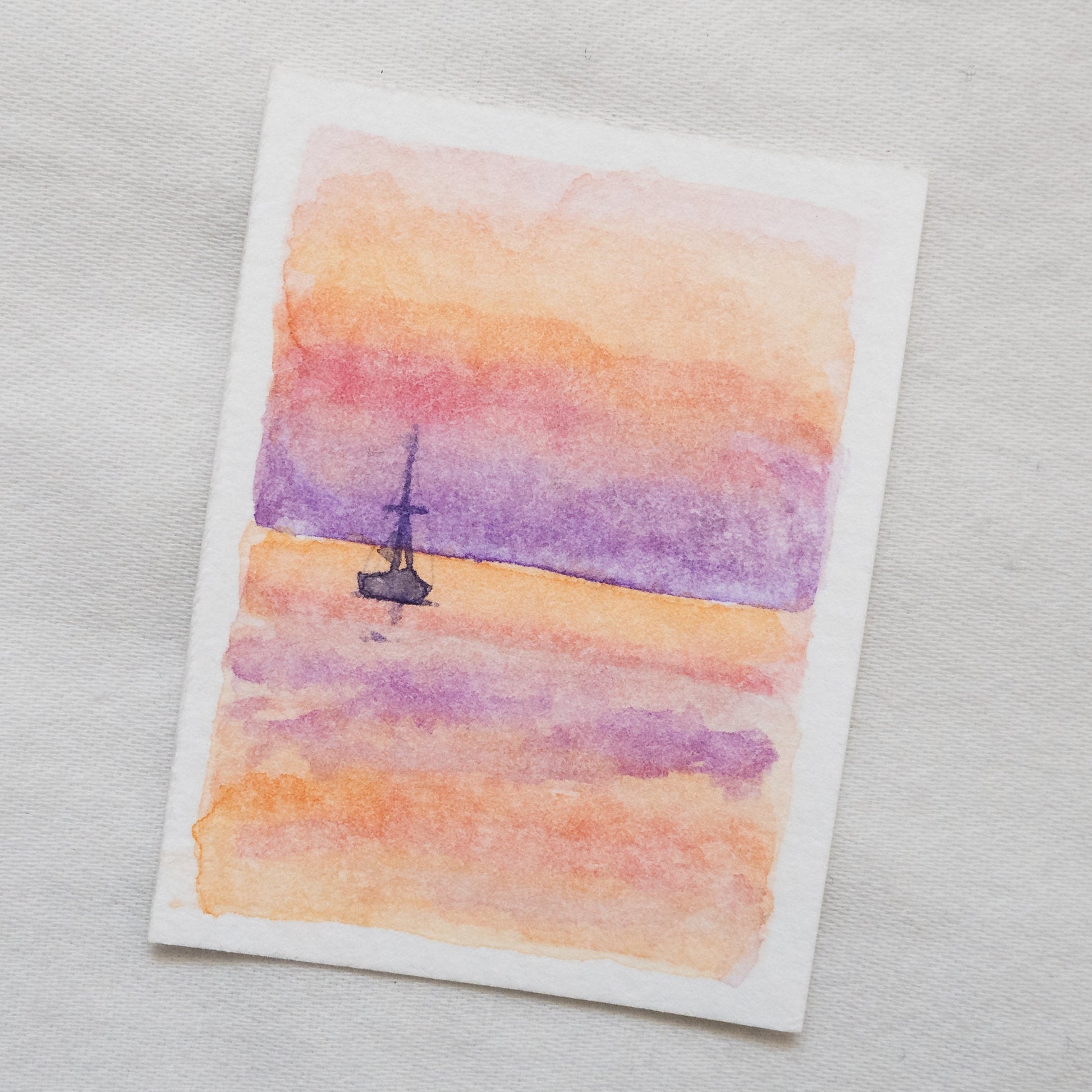 Petit tableau de coucher de soleil | Peinture nautique | Peinture originale | Pièce unique