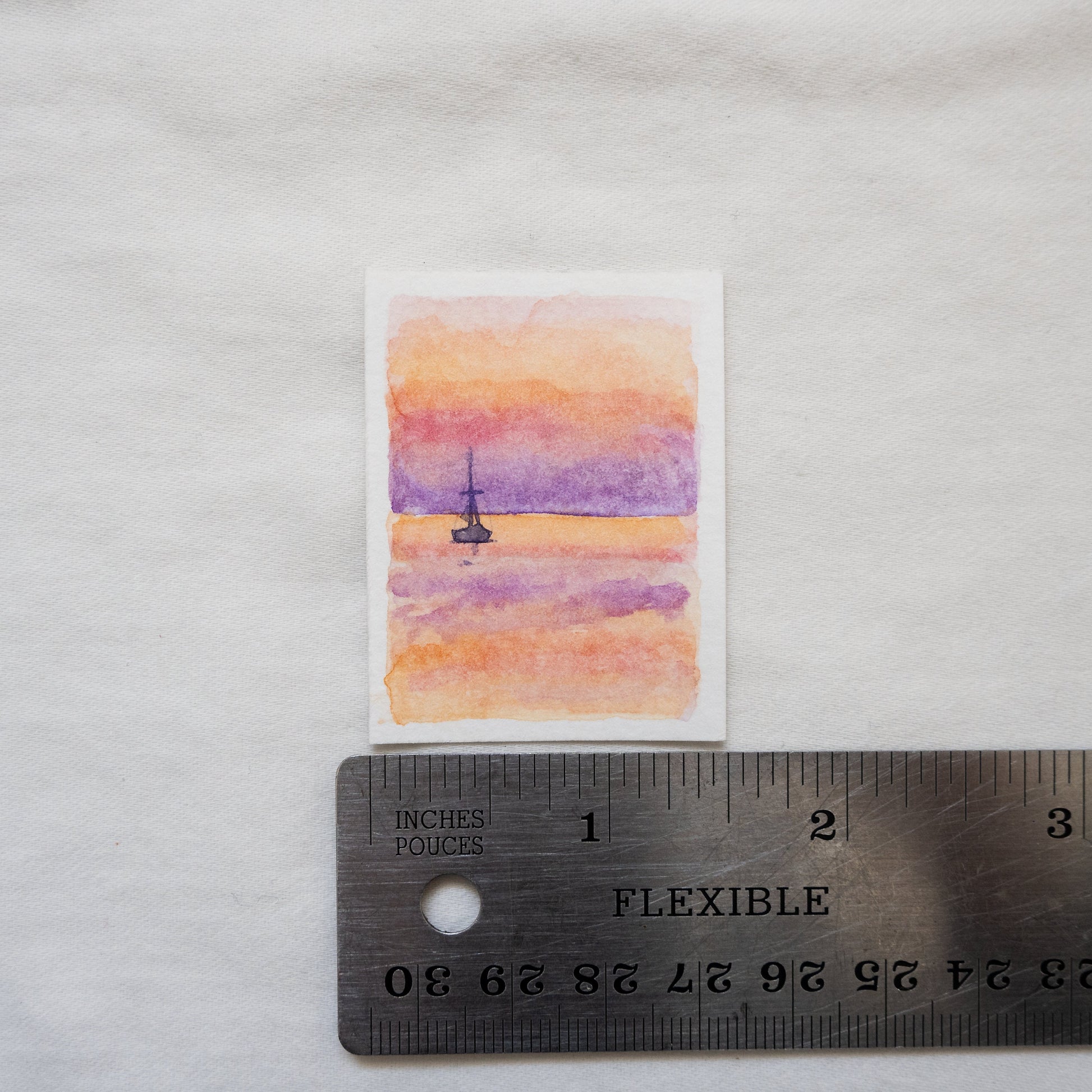 Petit tableau de coucher de soleil | Peinture nautique | Peinture originale | Pièce unique