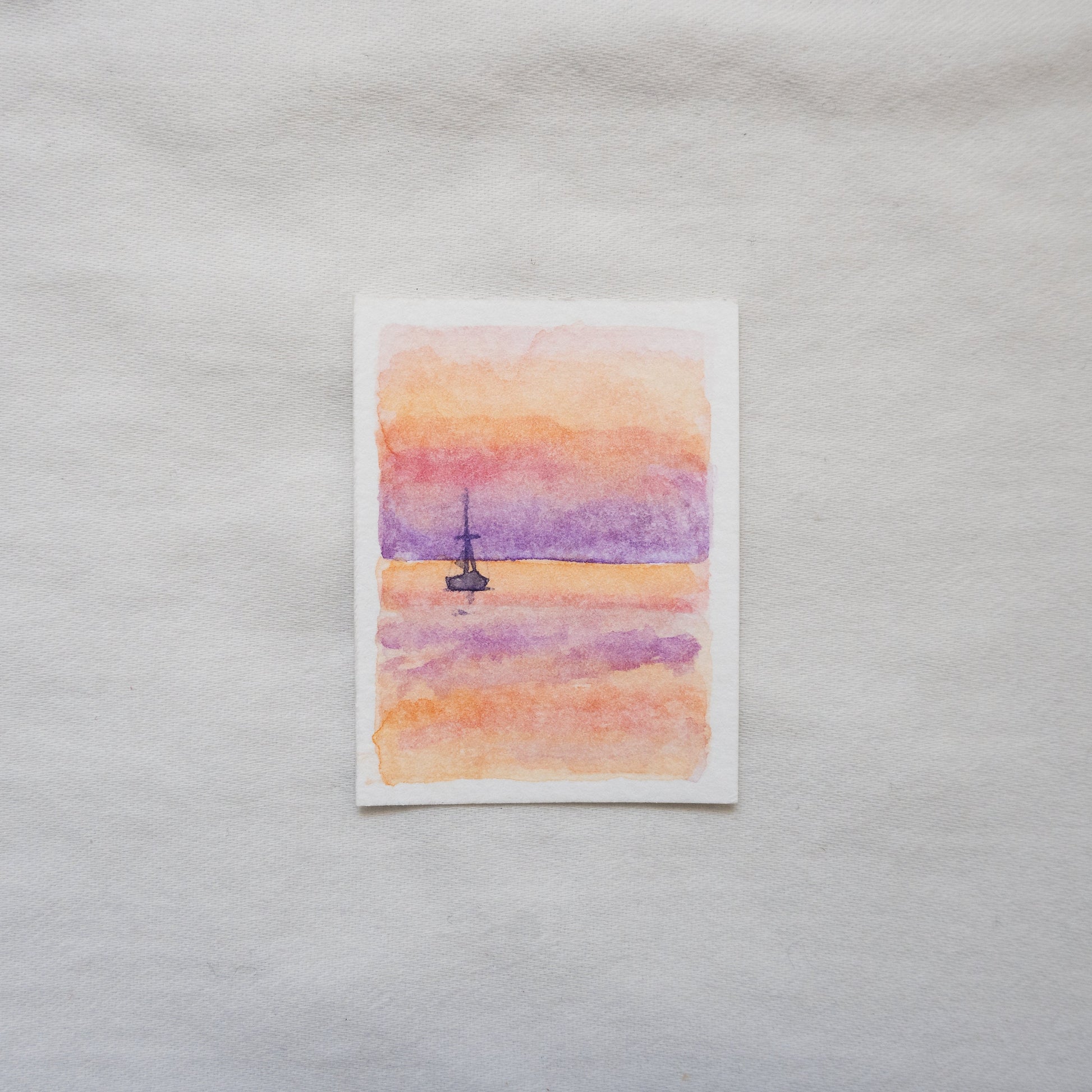Petit tableau de coucher de soleil | Peinture nautique | Peinture originale | Pièce unique