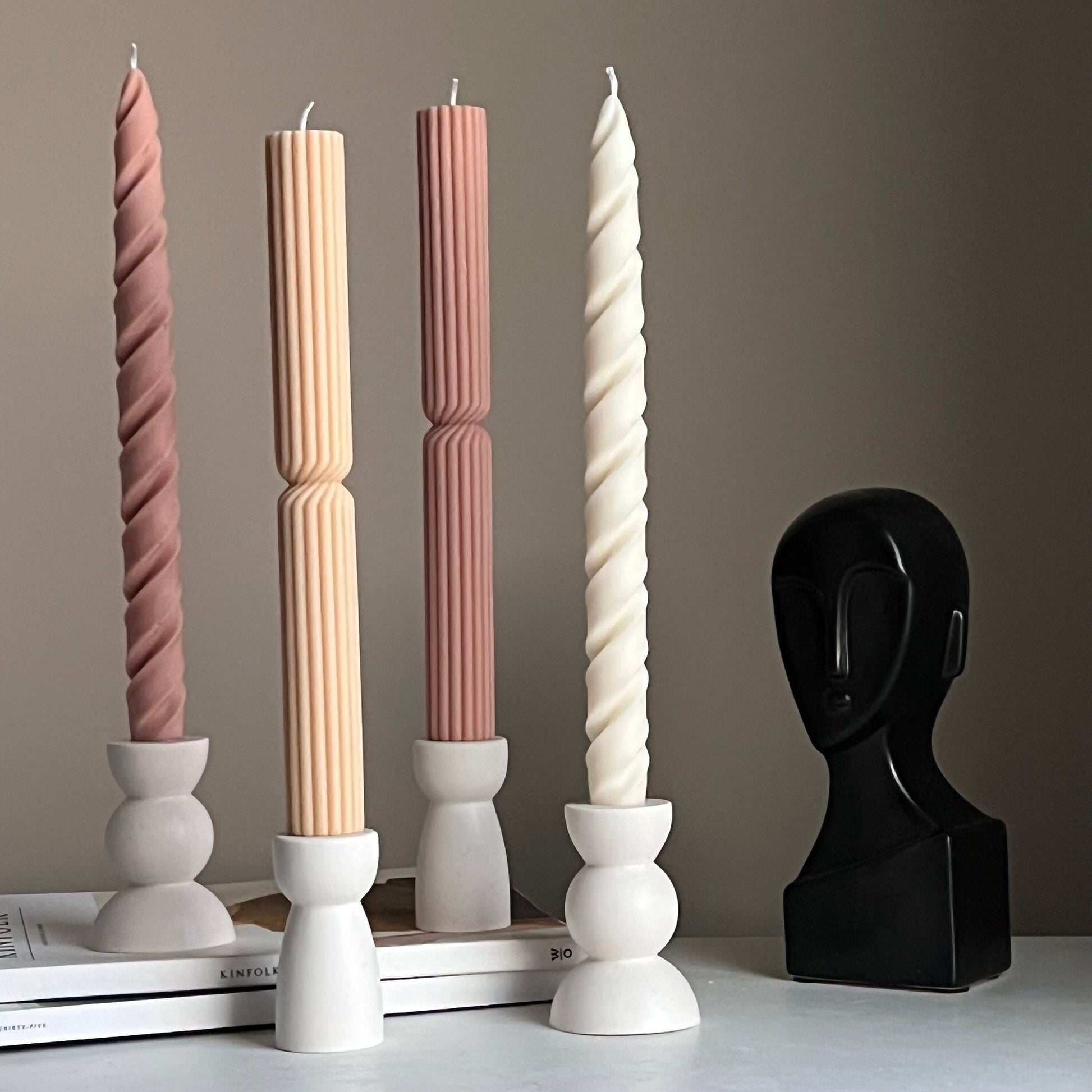 Round Jesmonite Candlestick Holder: Minimalist Table Decor