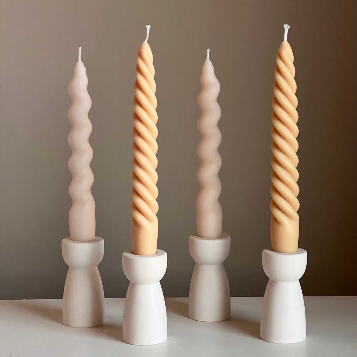 Handmade Jesmonite Hourglass Candlestick Holder: Minimalist Wedding Decor