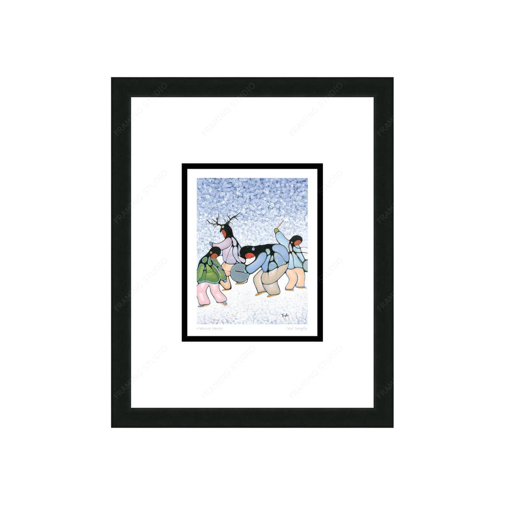 Medicine Dancers par Cecil Youngfox, carte d'art encadrée, art autochtone