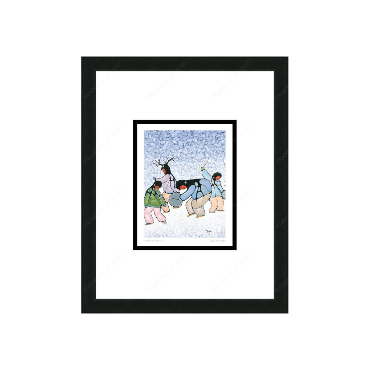 Medicine Dancers par Cecil Youngfox, carte d'art encadrée, art autochtone