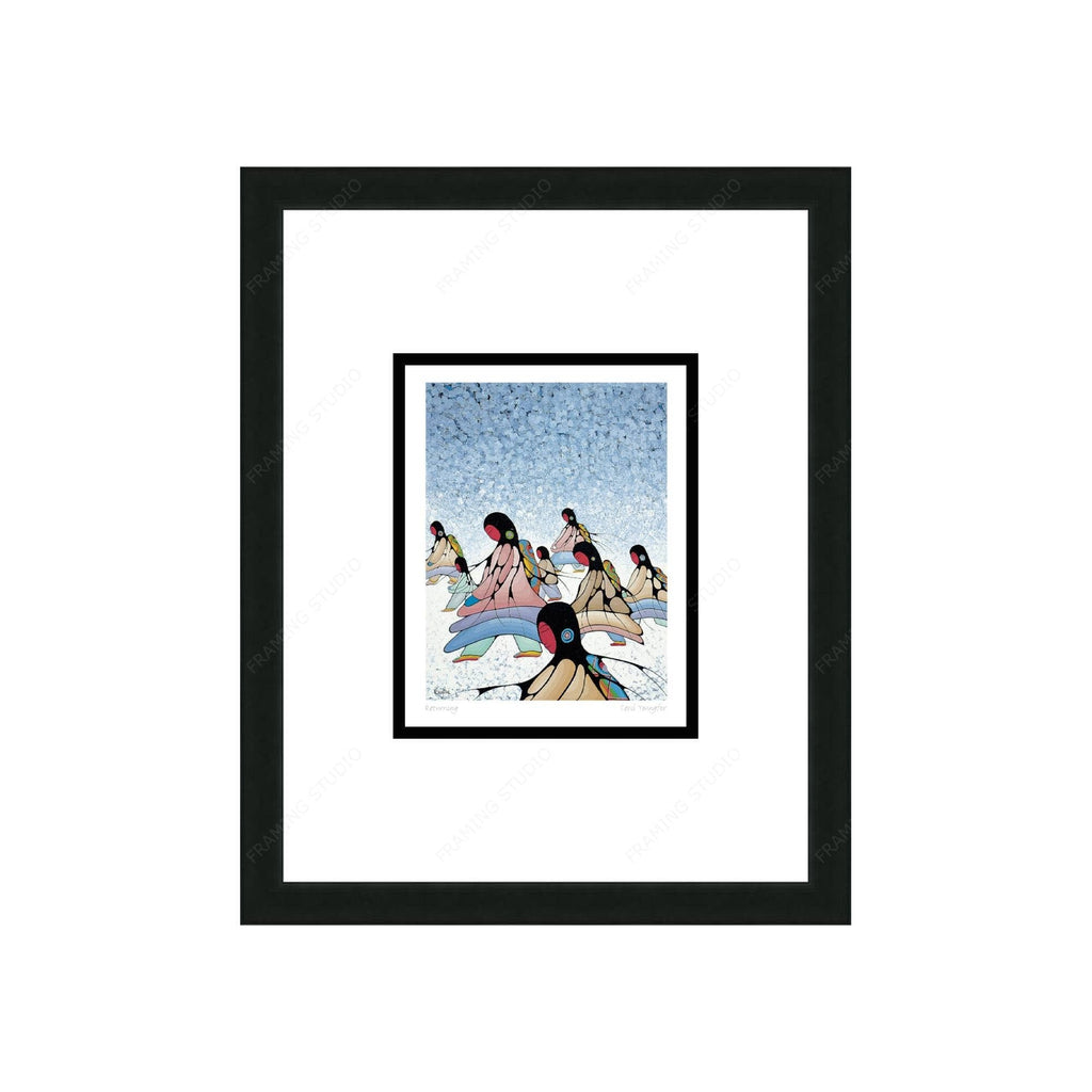 Returning by Cecil Youngfox Framed Artcard, Indigenous Art