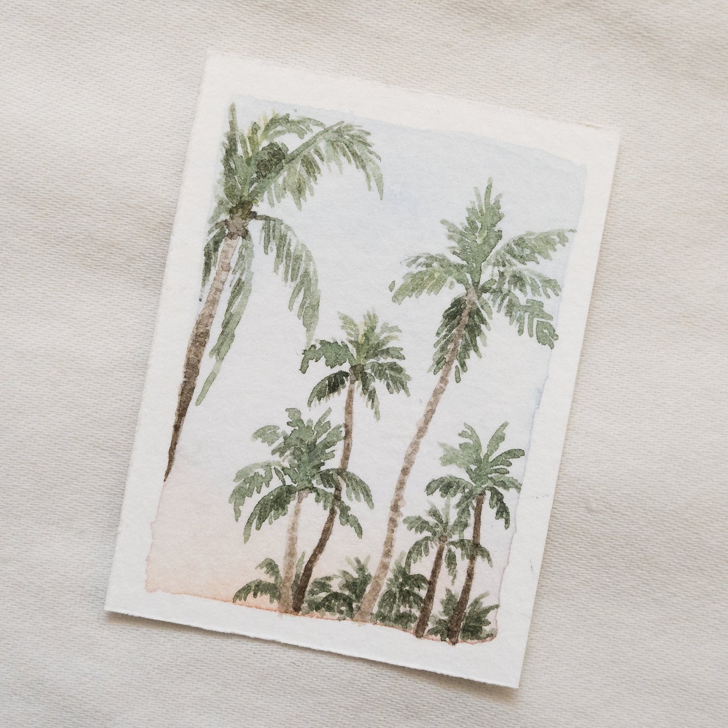 Mini-peinture de palmier | Aquarelle de plage | Peinture originale | Pièce unique