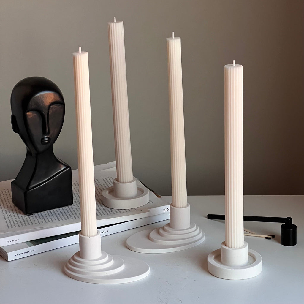 Minimalist Jesmonite Candlestick Holder: Modern Table Decor