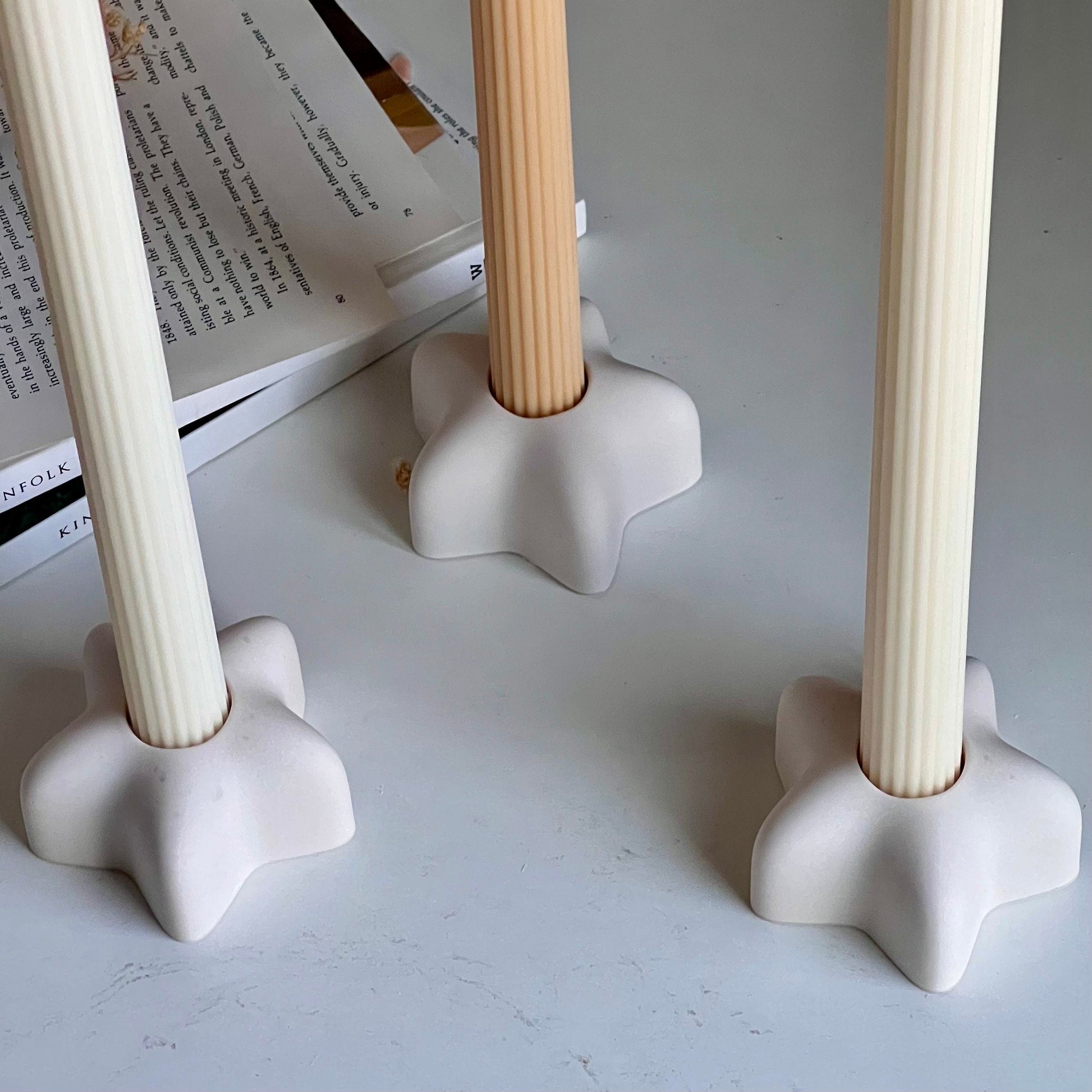 Star Jesmonite Candlestick Holder: Minimalist Table Decor