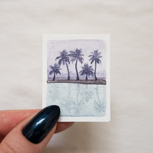 Mini Tropical Painting | Palm Tree Painting | Watercolour Original Painting | One of a Kind