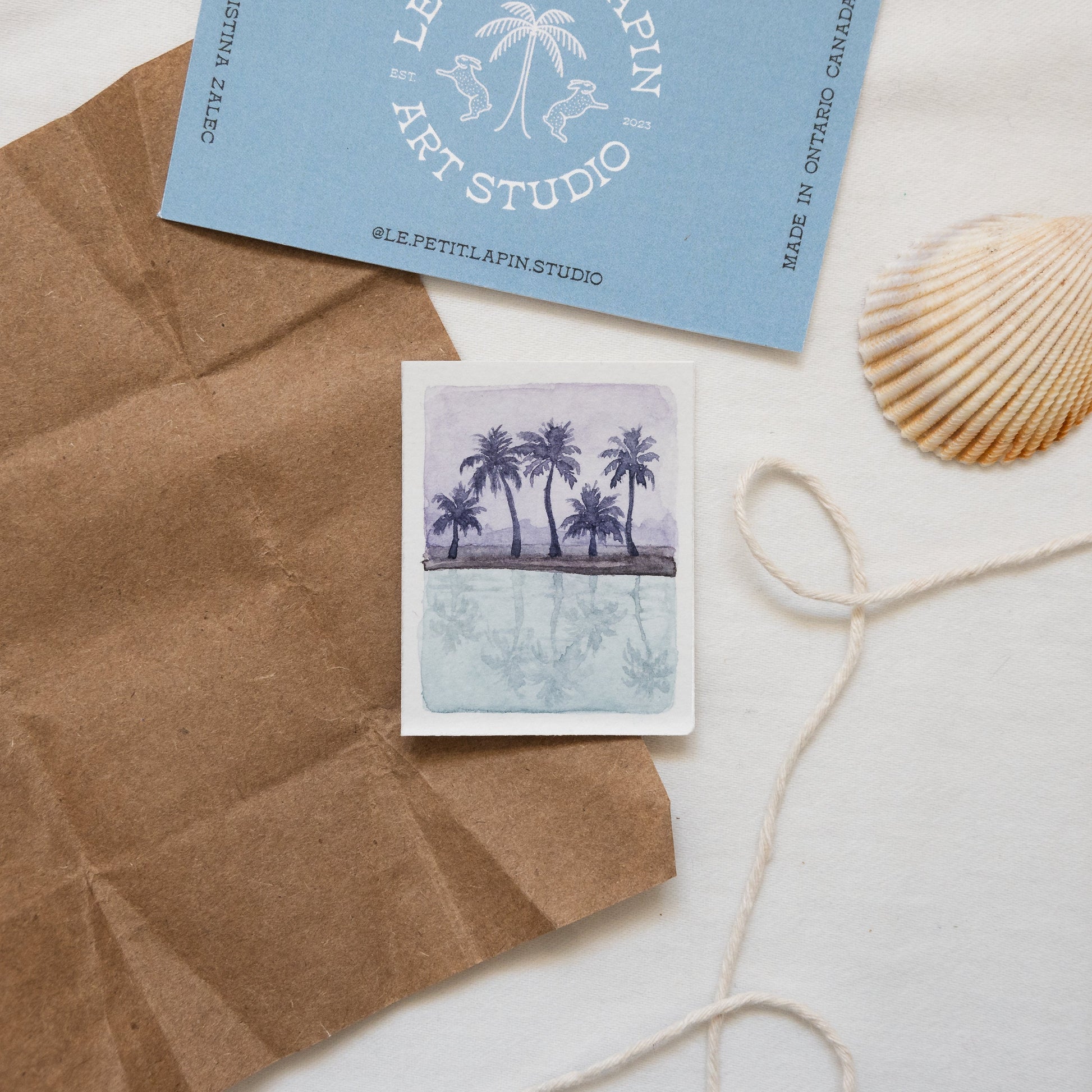 Mini-peinture tropicale | Palmier | Aquarelle originale | Pièce unique