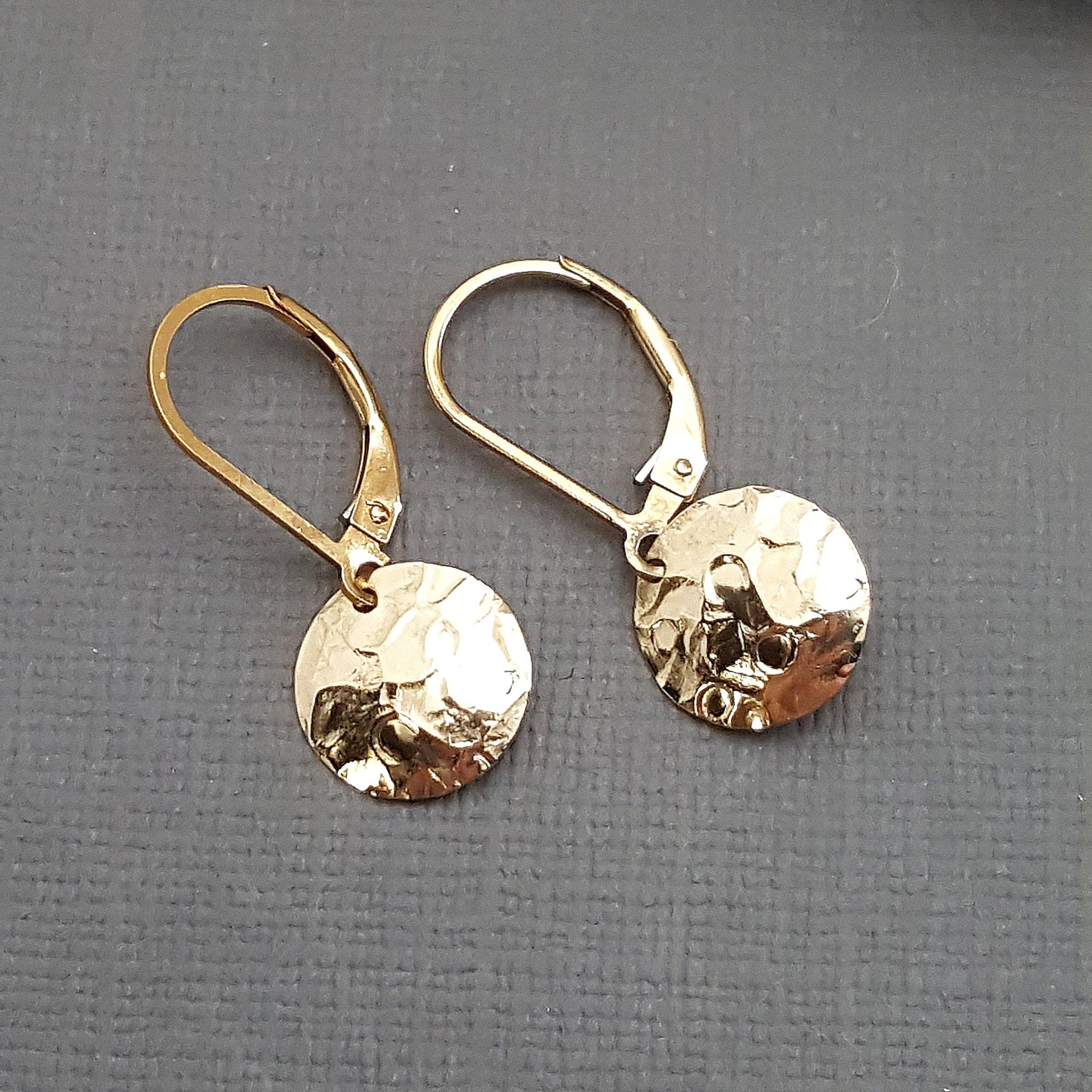 Textured Gold Filled Dangle Earrings: Crinkled Lever Backs
