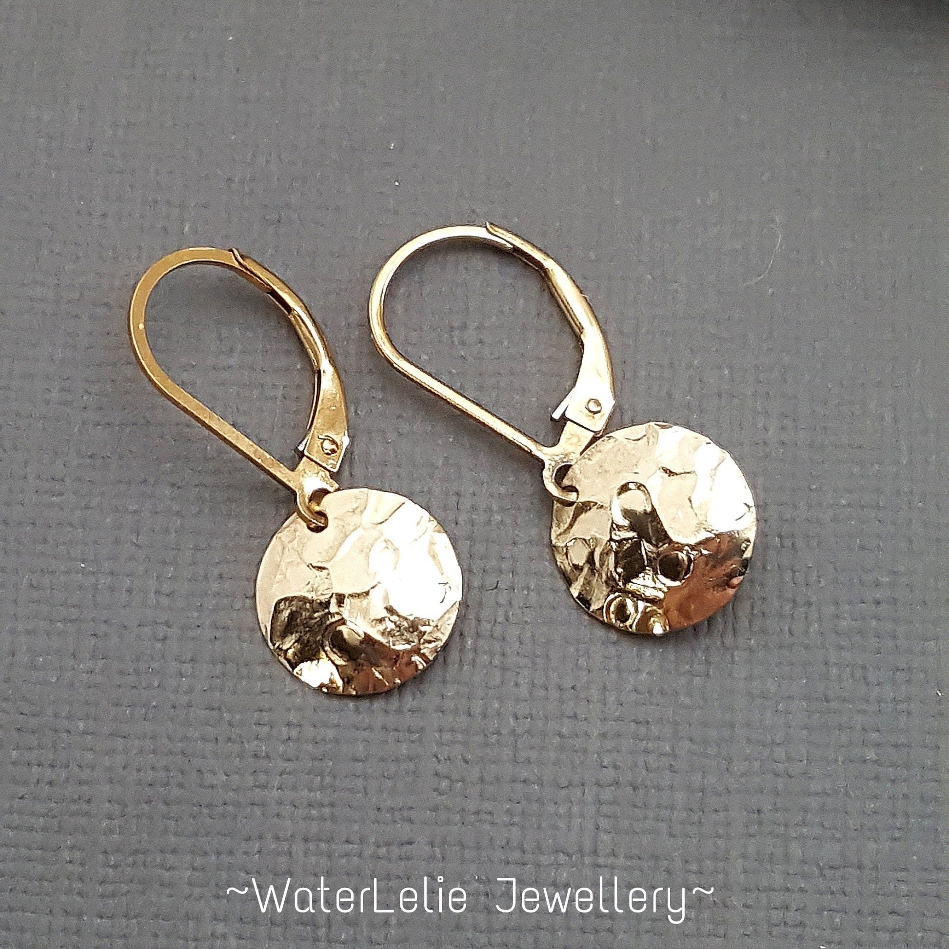 Textured Gold Filled Dangle Earrings: Crinkled Lever Backs