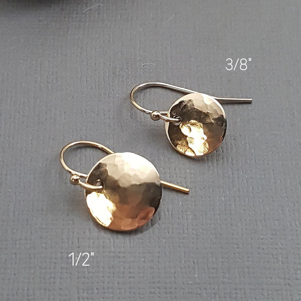 Hammered Goldfilled Disc Earrings: Minimalist Lever-back Dangles