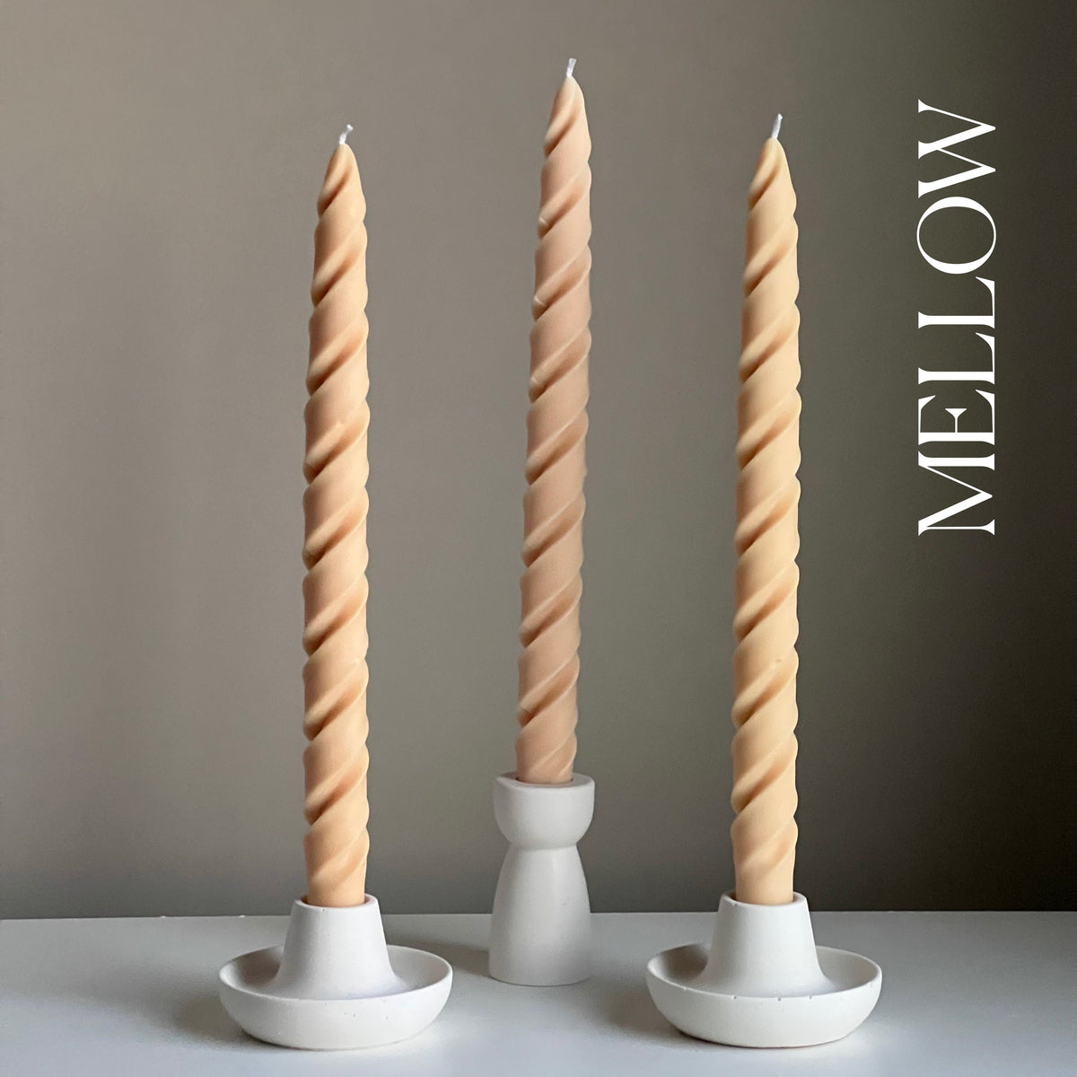 Tall Twisted Soy Wax Taper Candle: Handmade Pastel Decor