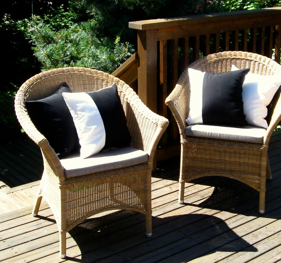 Modern Grey & White Sunbrella® Outdoor Pillow Cover, Charcoal Gray Cushion Cover