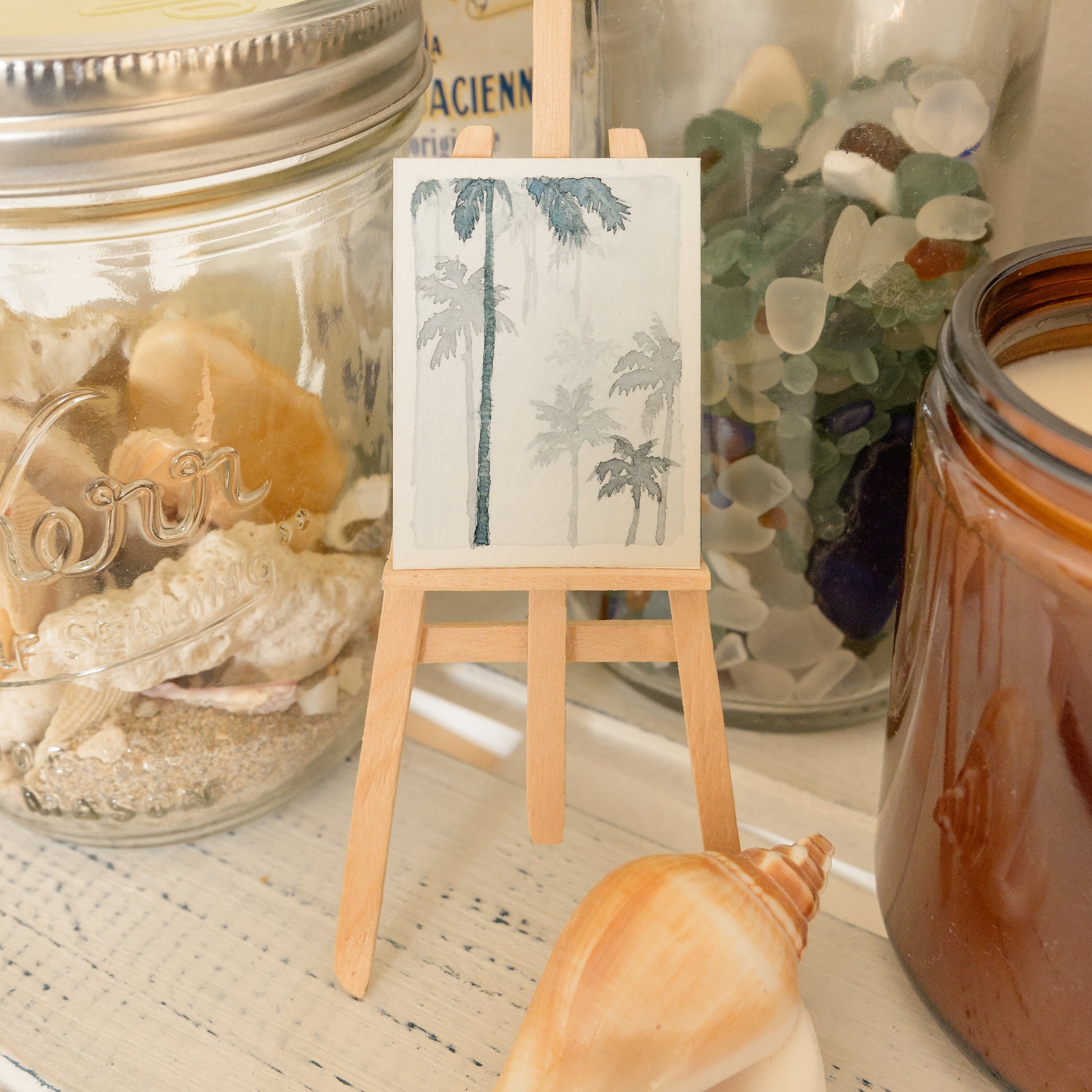 Aquarelle de palmier | Mini-peinture | Peinture originale | Pièce unique