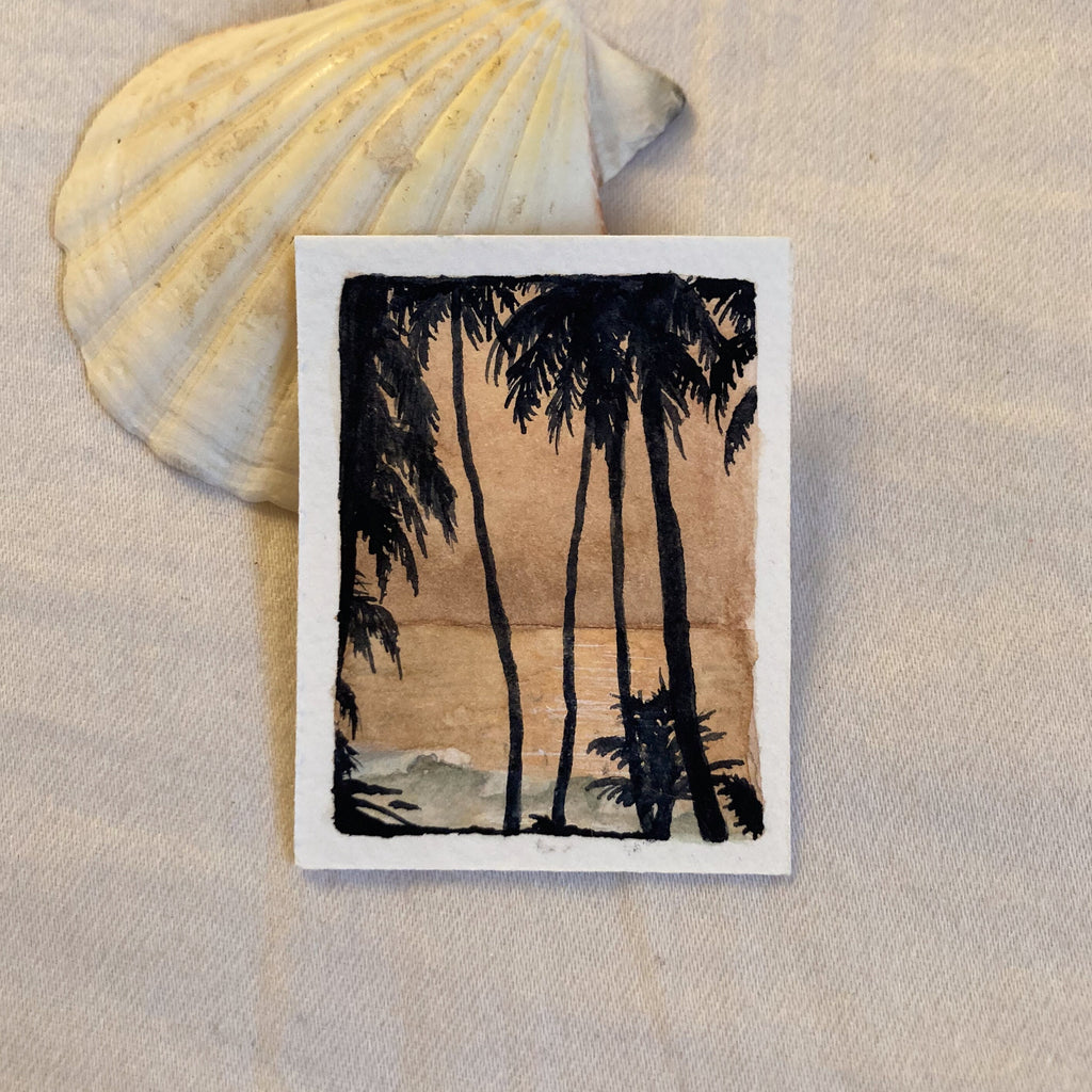 Mini-coucher de soleil | Aquarelle sur la plage | Peinture originale | Pièce unique