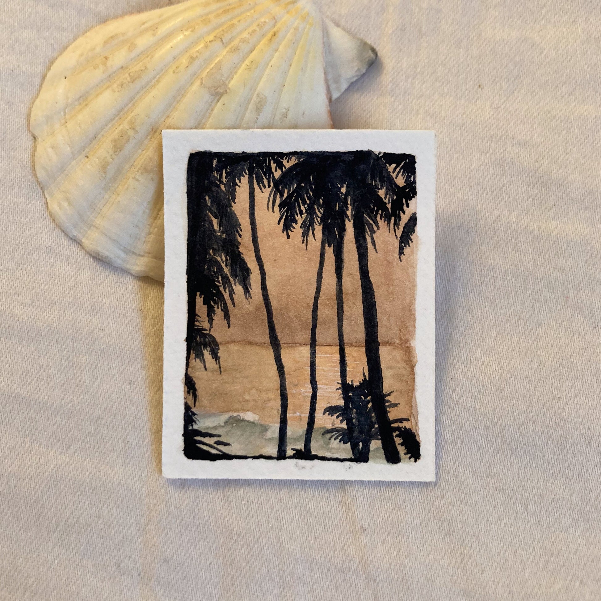 Mini-coucher de soleil | Aquarelle sur la plage | Peinture originale | Pièce unique