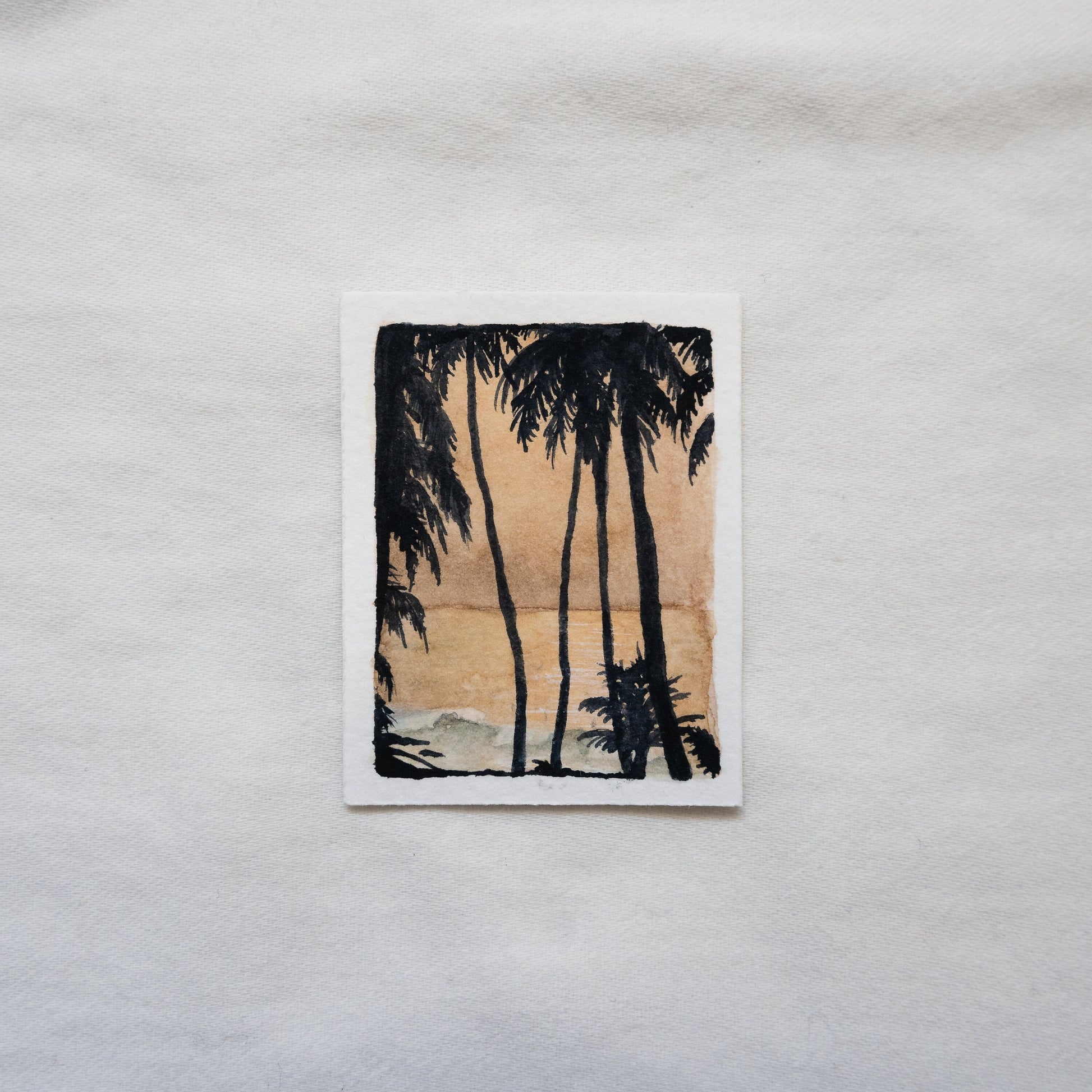 Mini-coucher de soleil | Aquarelle sur la plage | Peinture originale | Pièce unique