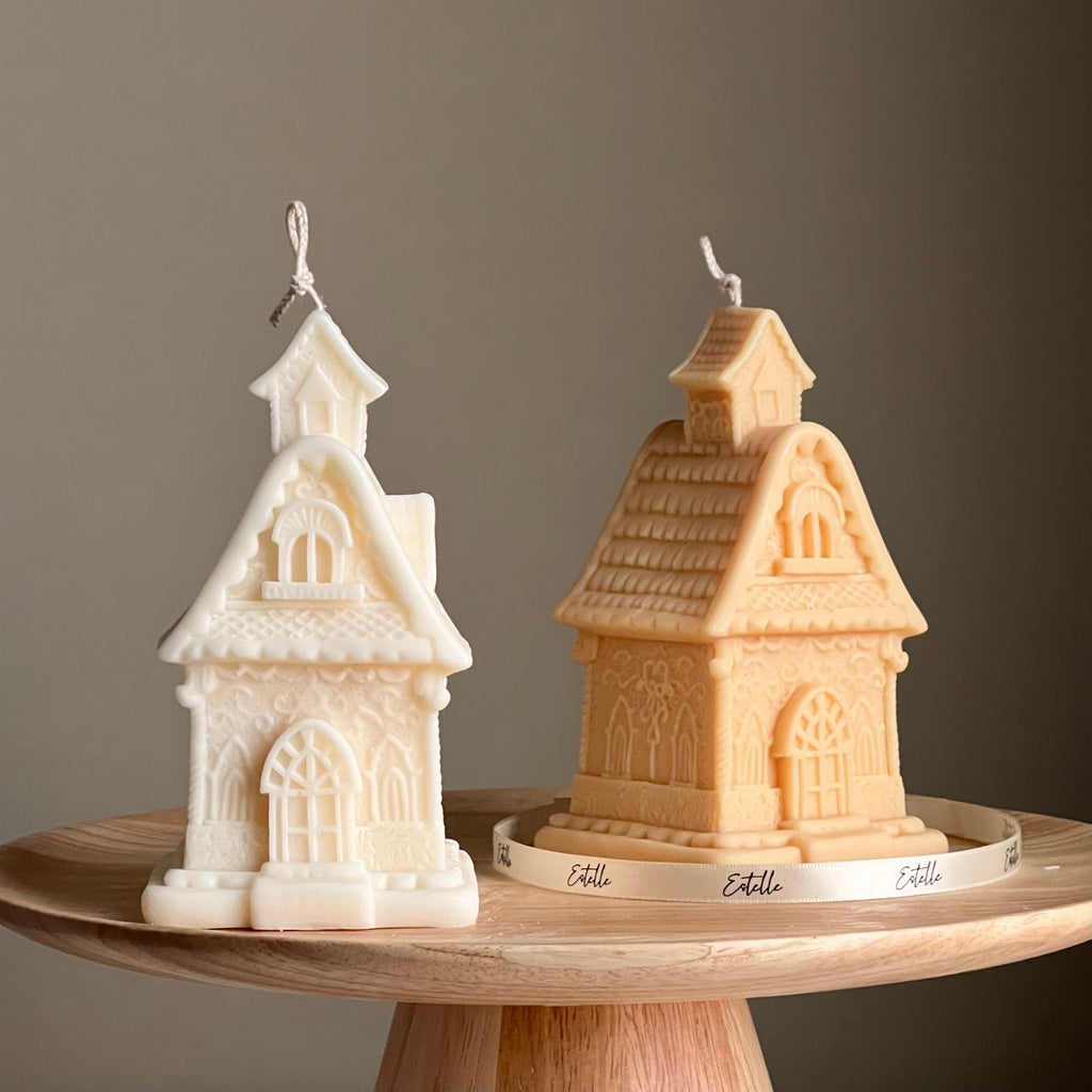 Grande chandelle Maison : chandelle sculpturale en cire de soya coulée à la main