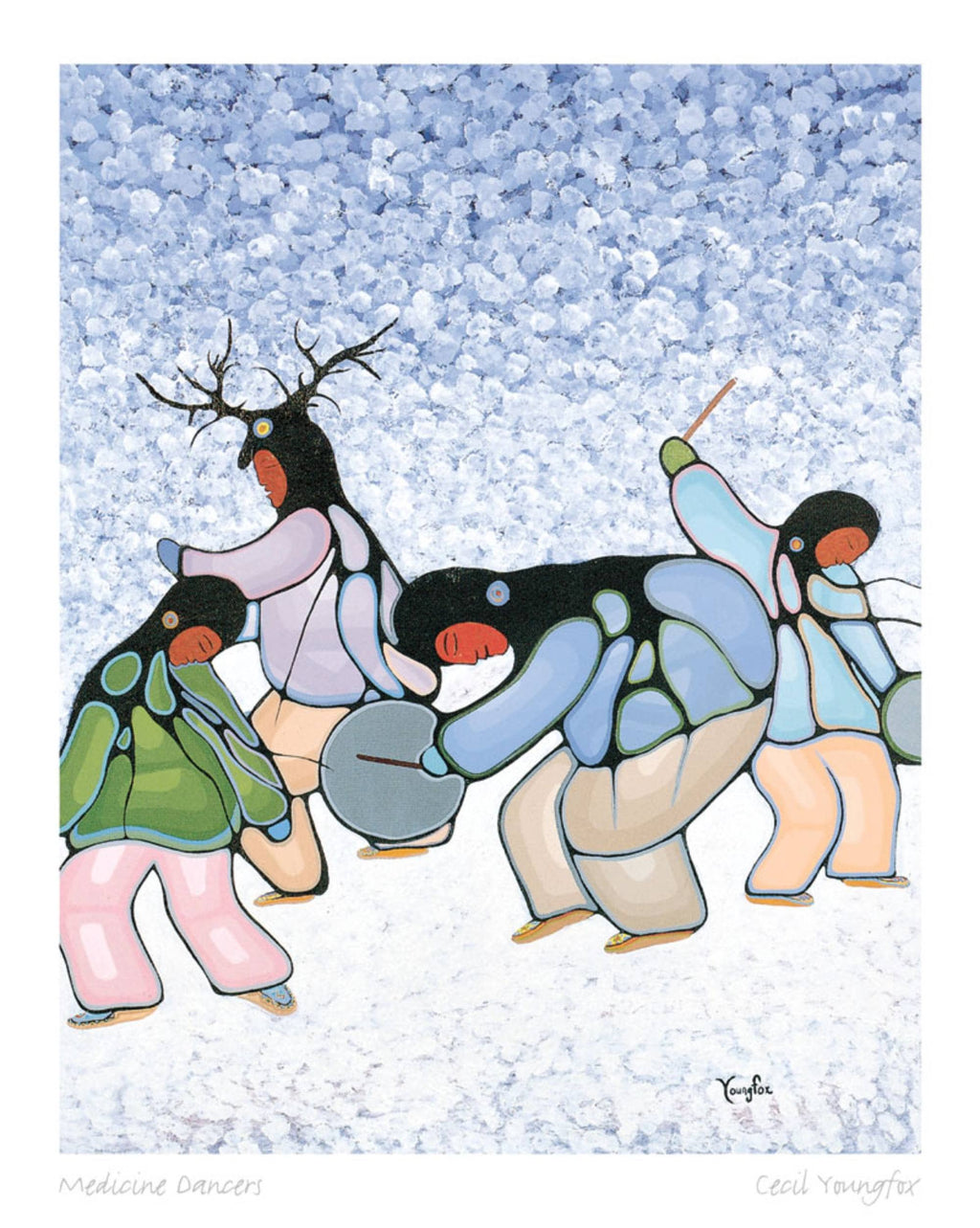 Medicine Dancers par Cecil Youngfox, carte d'art encadrée, art autochtone