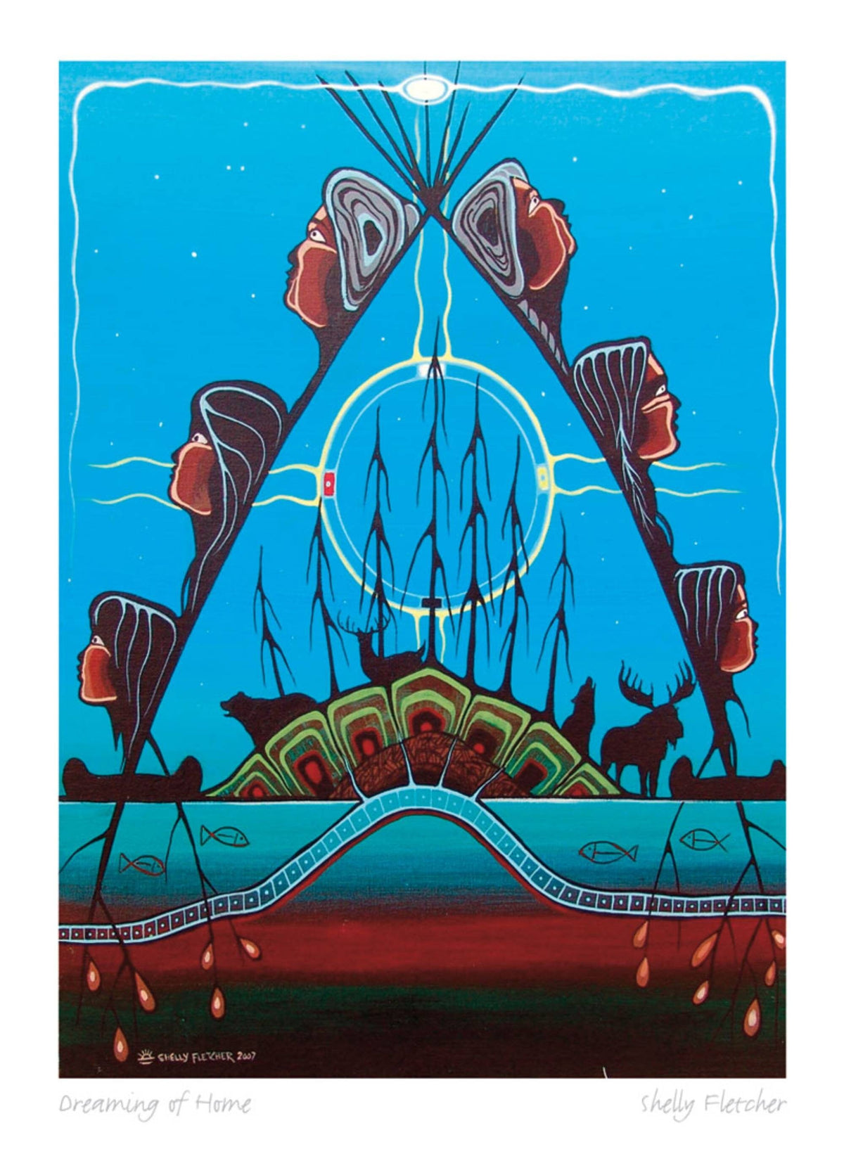Dreaming of Home By Shelly Fletcher, Framed Artcard, Indigenous Art