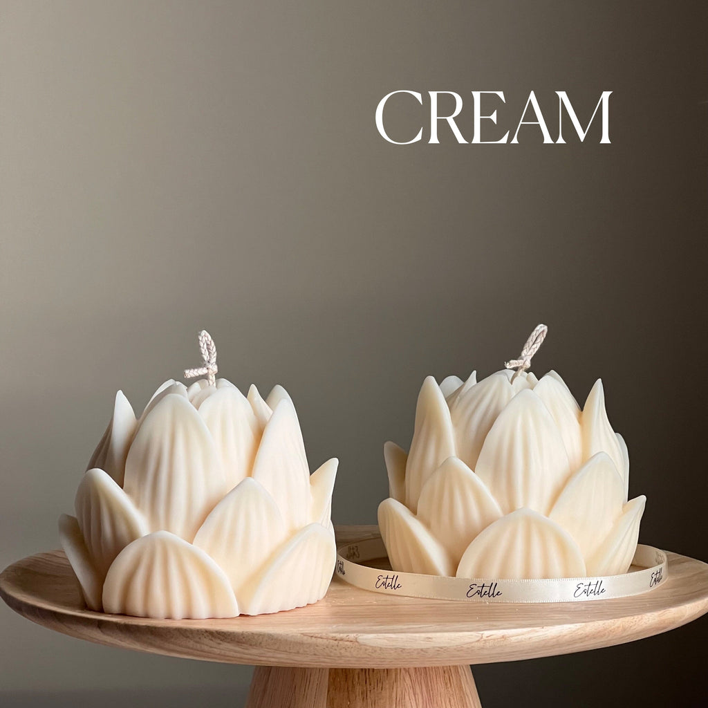 Large Lotus Soy Candle: Handmade Home Decor Gift