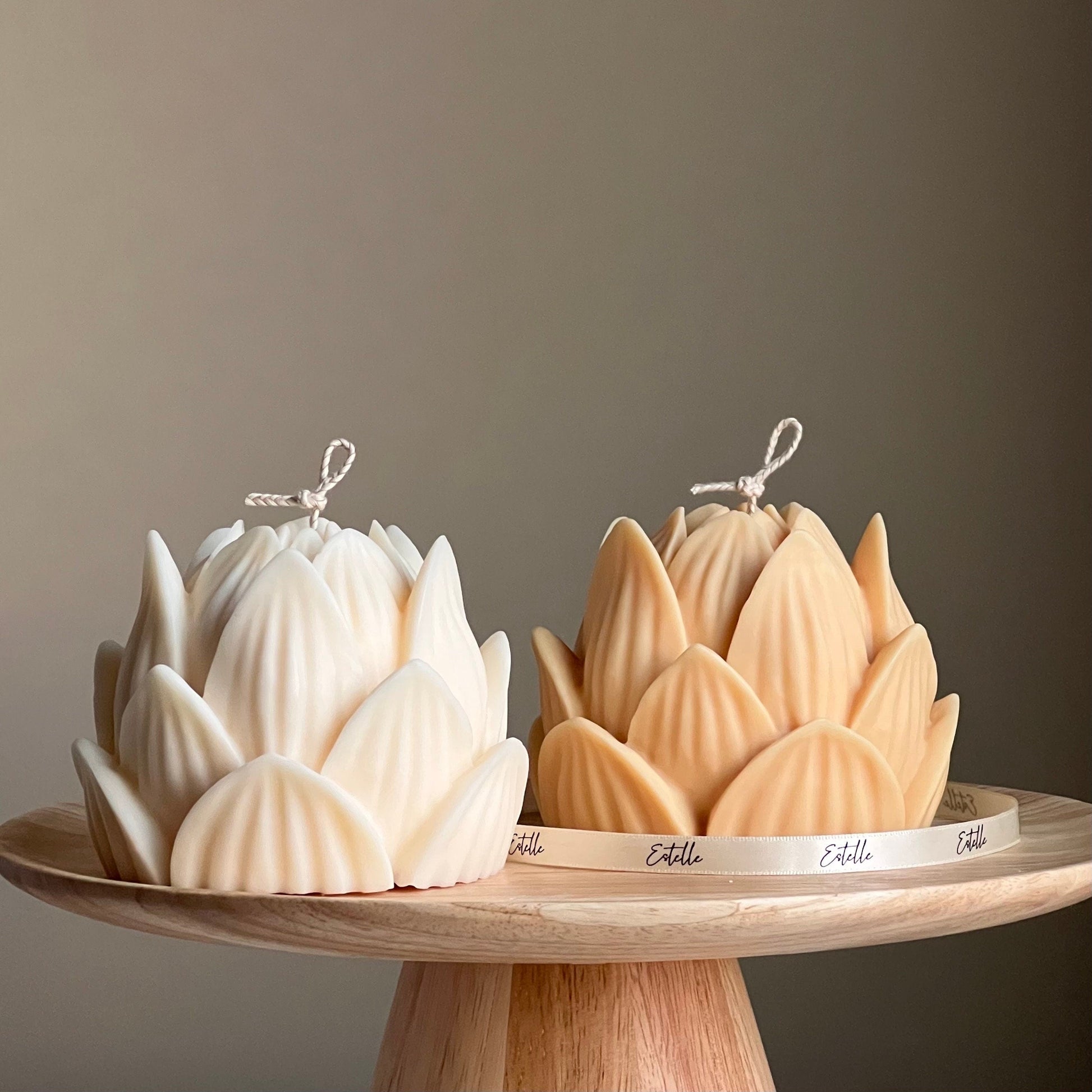 Large Lotus Soy Candle: Handmade Home Decor Gift