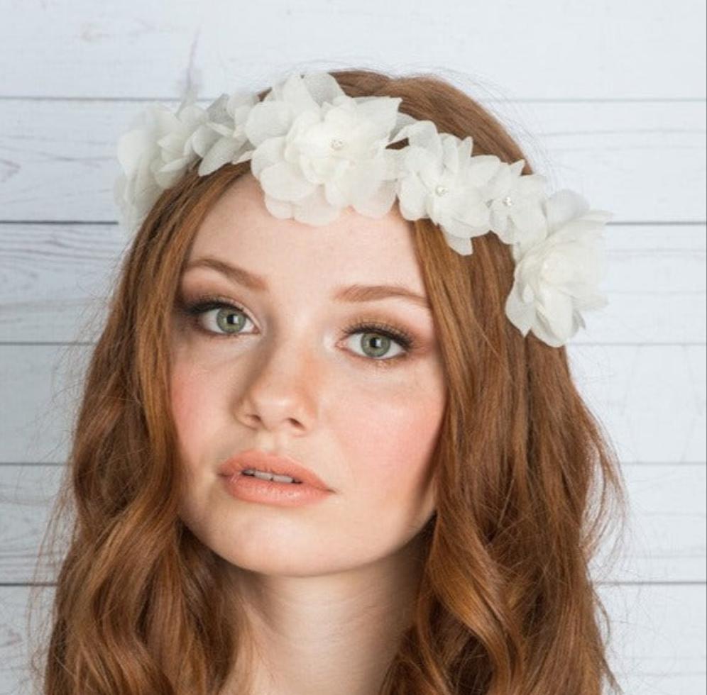FARRAH Silk Flower Bridal Crown
